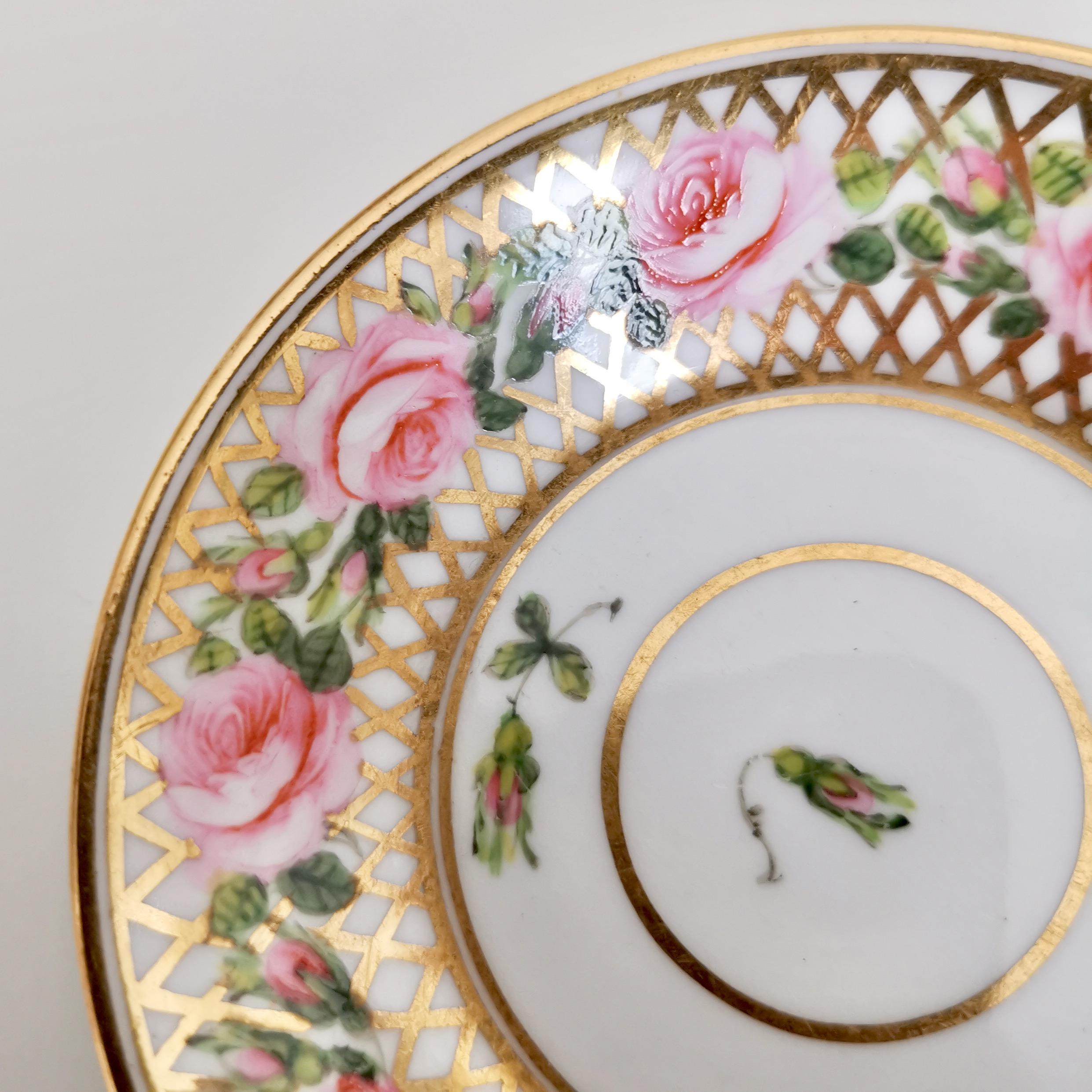 Derby King Street Tiny Porcelain Demitasse Cup, Pink Roses and Gilt, 1862-1935 4