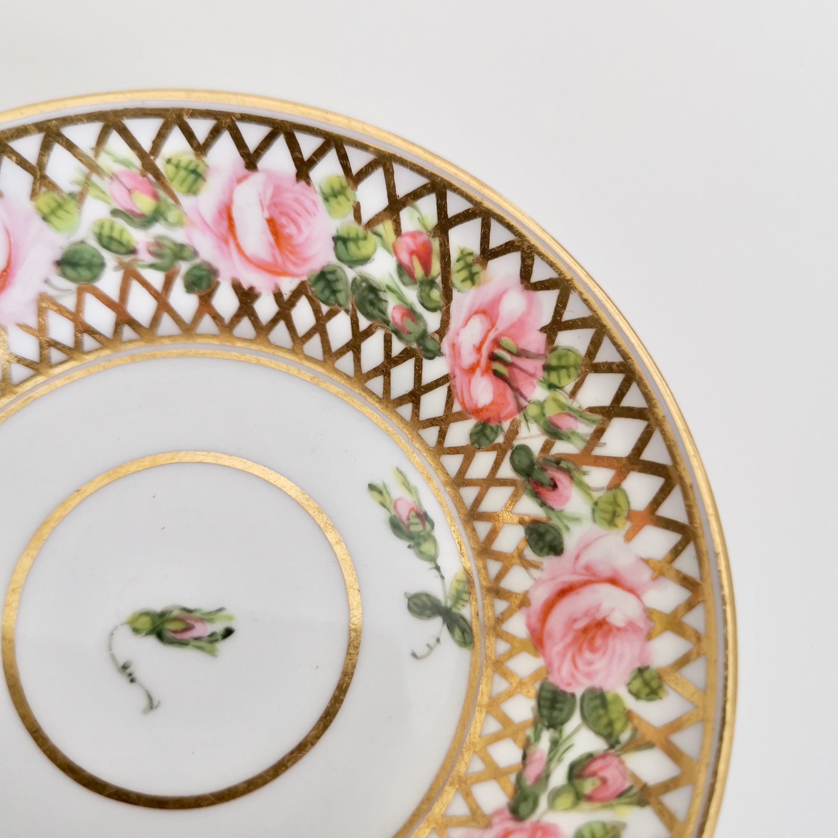 Derby King Street Tiny Porcelain Demitasse Cup, Pink Roses and Gilt, 1862-1935 5
