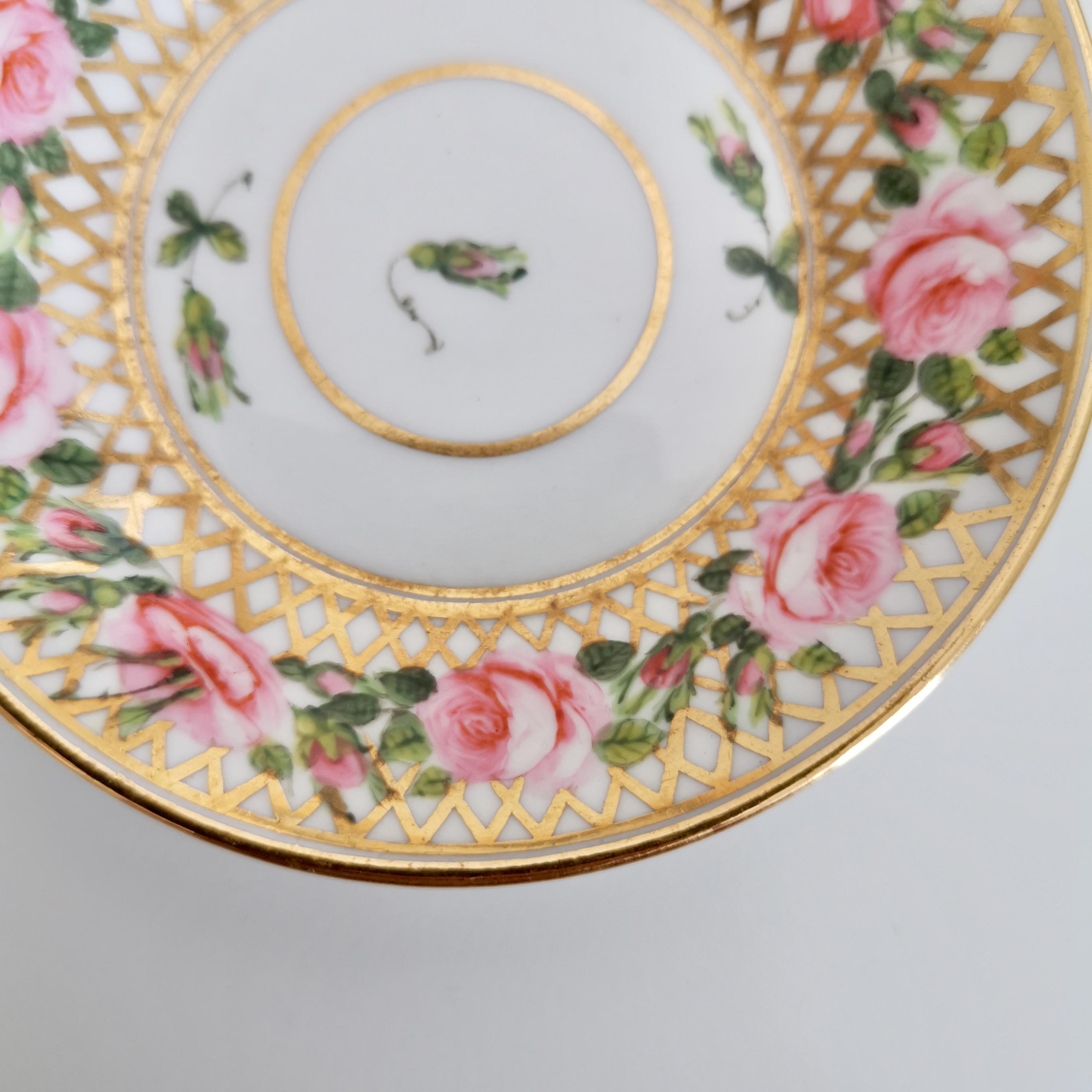 Derby King Street Tiny Porcelain Demitasse Cup, Pink Roses and Gilt, 1862-1935 6