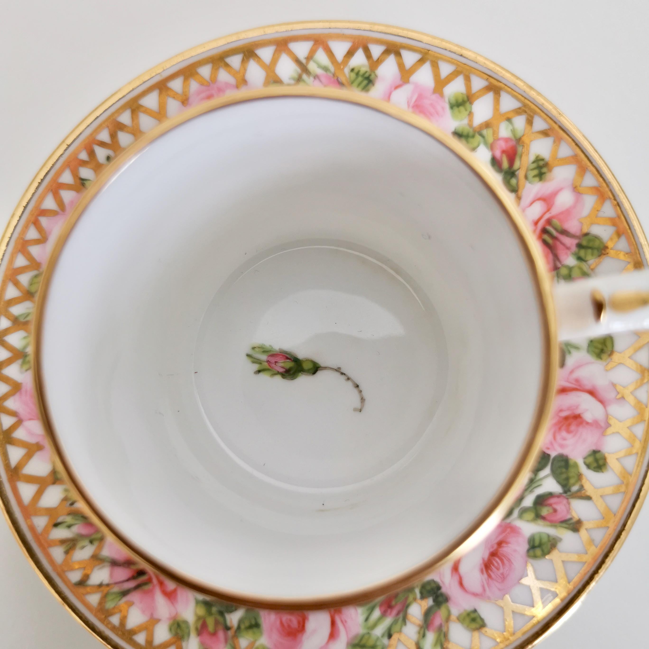 Derby King Street Tiny Porcelain Demitasse Cup, Pink Roses and Gilt, 1862-1935 7