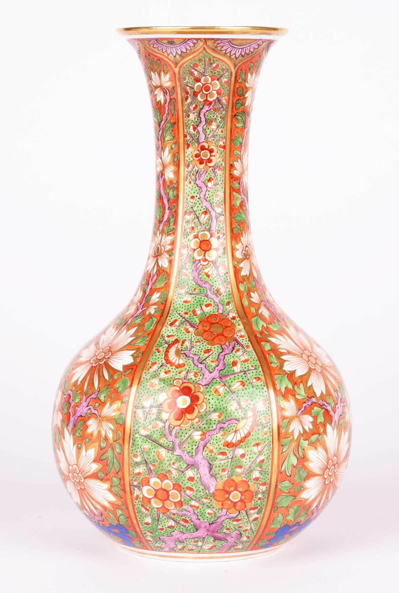 Derby Late Georgian Floral Painted Bottle Shape Porcelain Vase For Sale 4