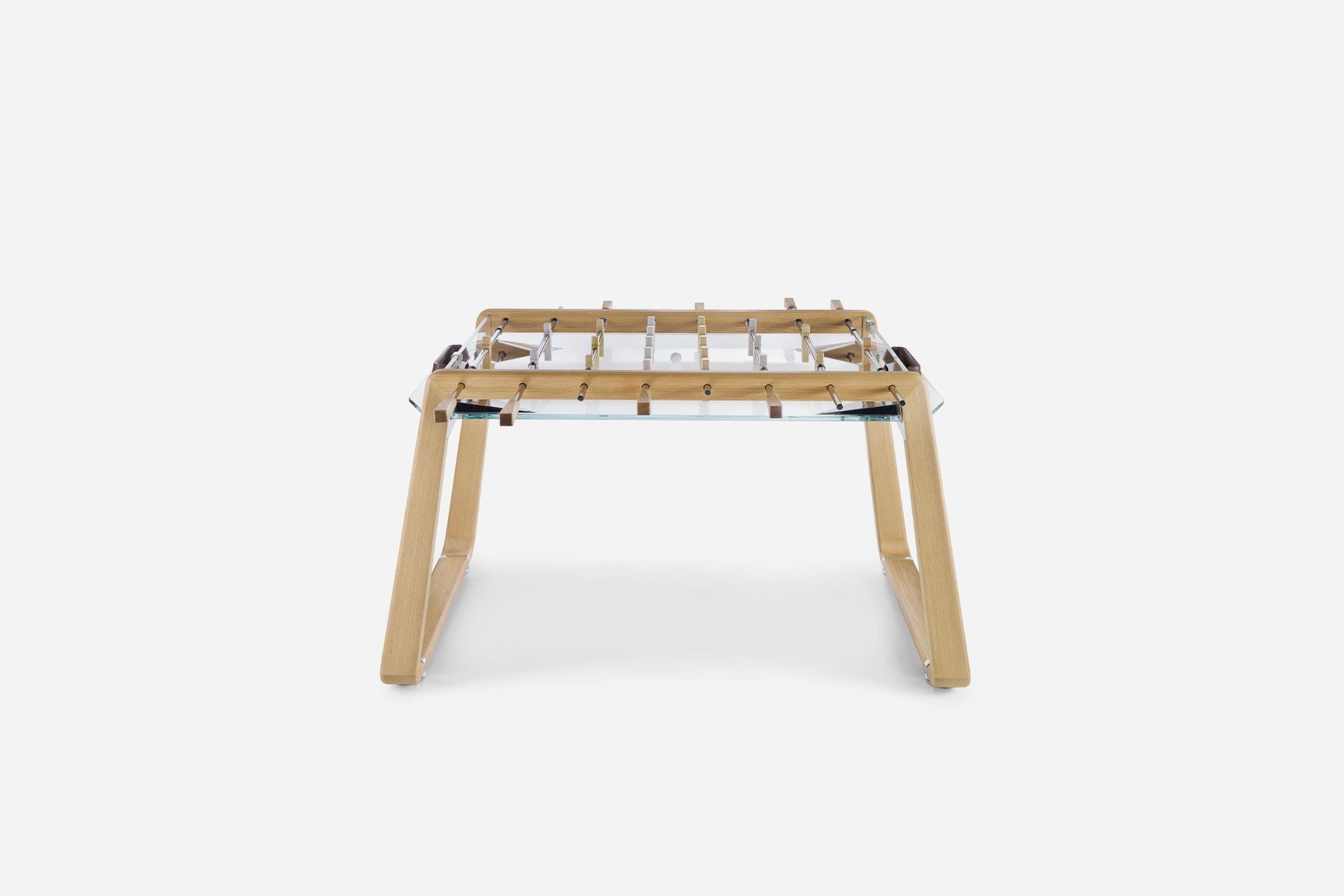 Moderne Table de baby-foot moderne en chêne et verre par Impatia en vente