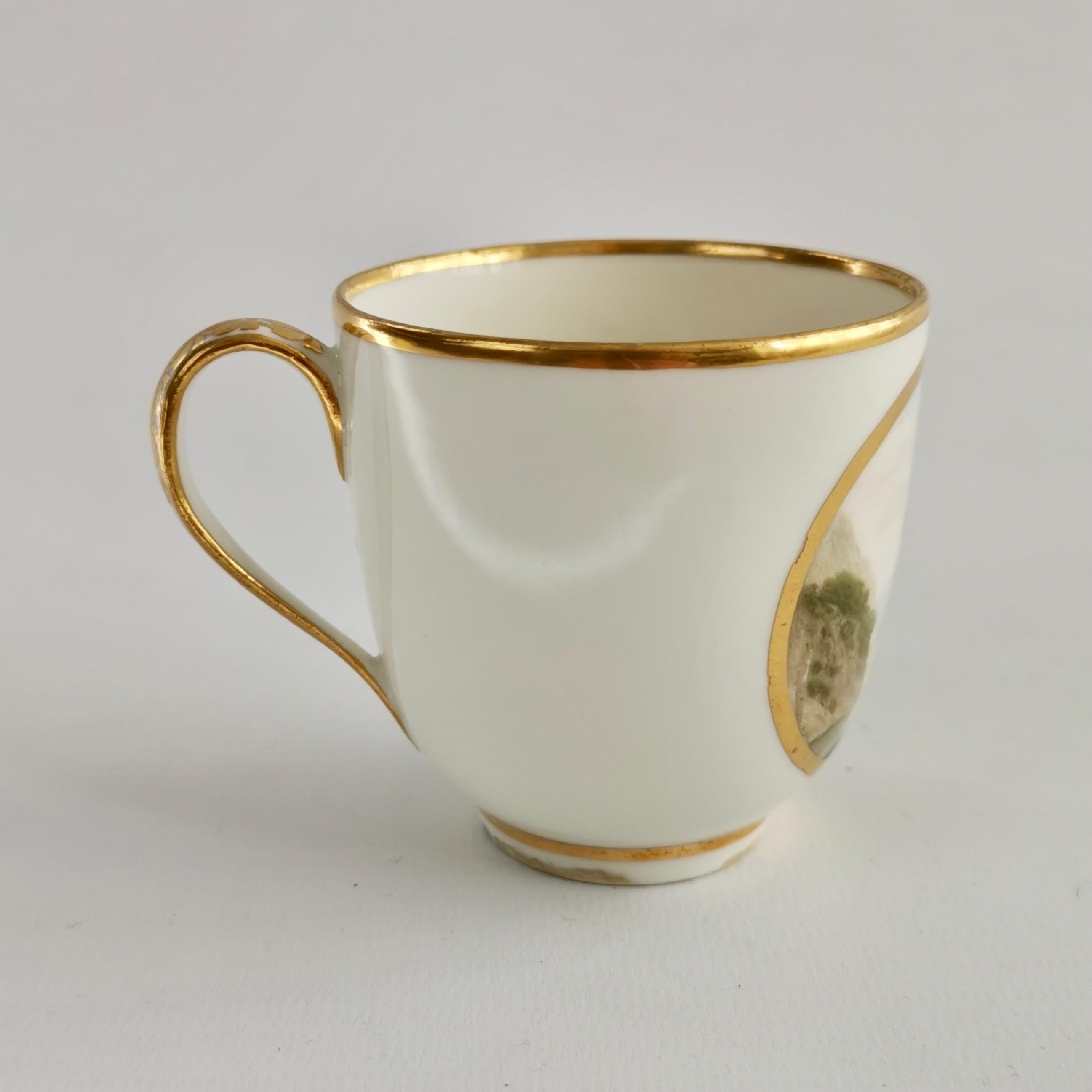 Georgian Derby Orphaned Coffee Can, White, Landscape by Zachariah Boreman, ca 1790 For Sale