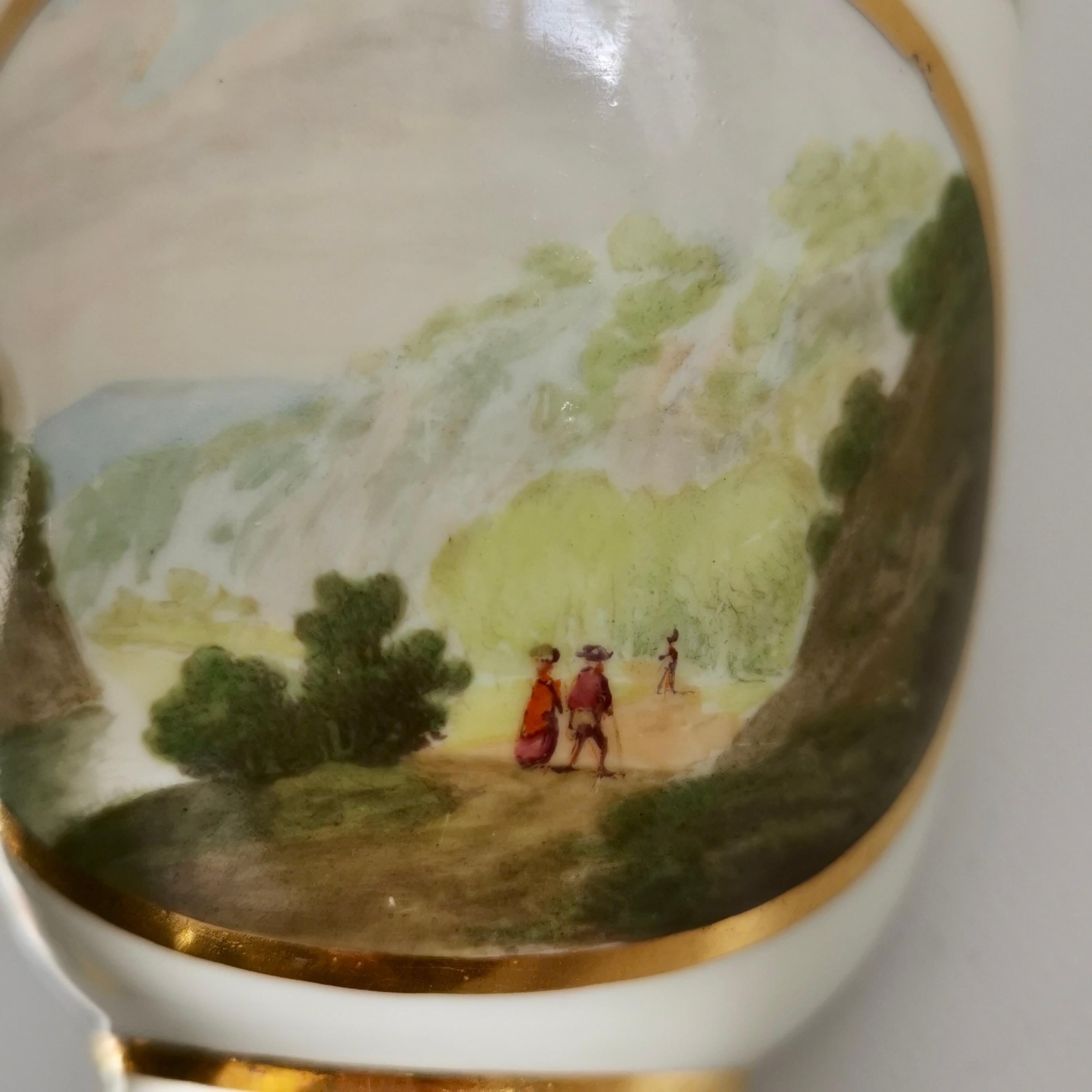 Late 18th Century Derby Orphaned Coffee Can, White, Landscape by Zachariah Boreman, ca 1790 For Sale