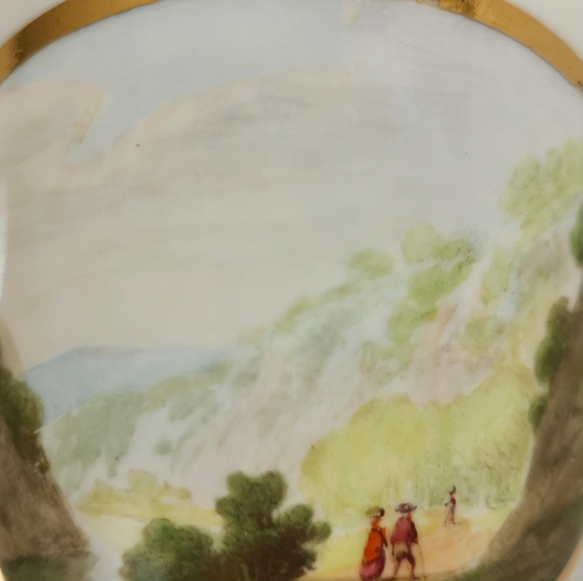 Late 18th Century Derby Orphaned Coffee Can, White, Landscape by Zachariah Boreman, ca 1790 For Sale