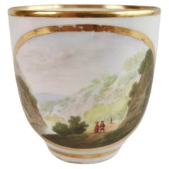 Antique Derby Orphaned Coffee Can, White, Landscape by Zachariah Boreman, ca 1790