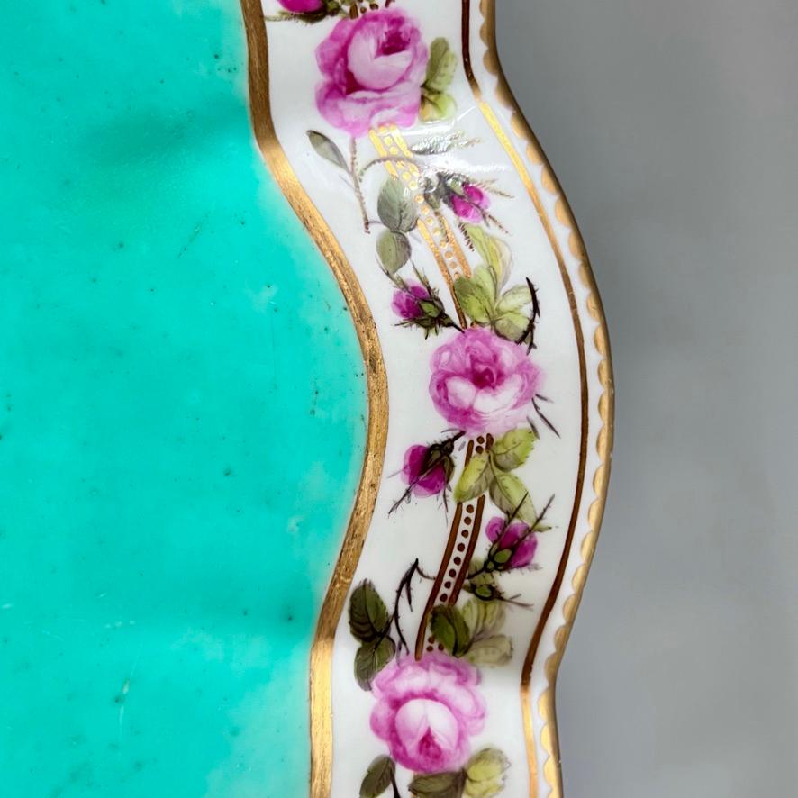 Ovale Derby-Schale, Kammerservice, William Billingsley-Rosen auf Grün, 1795 (2) (Porzellan) im Angebot