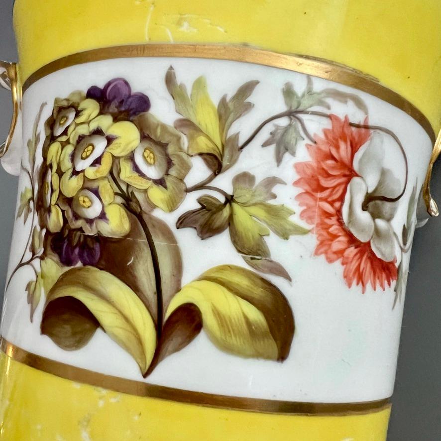 Par de macetas Derby, amarillas, con flores, de William Billingsley, hacia 1795 Porcelana en venta