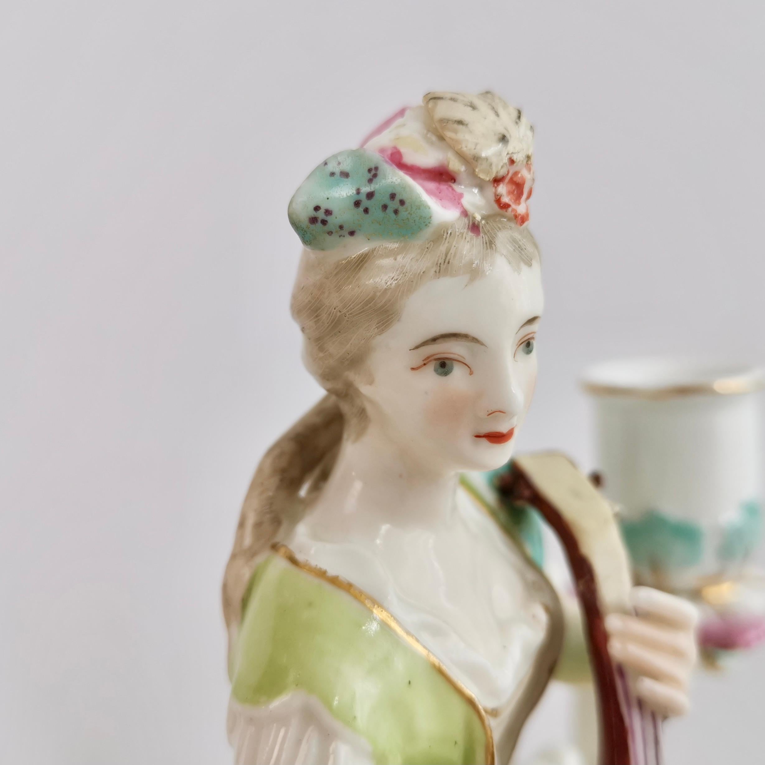 Paire de figurines de bougeoirs du Derby, tapissier et dame avec luth, rococo, vers 1765 en vente 7