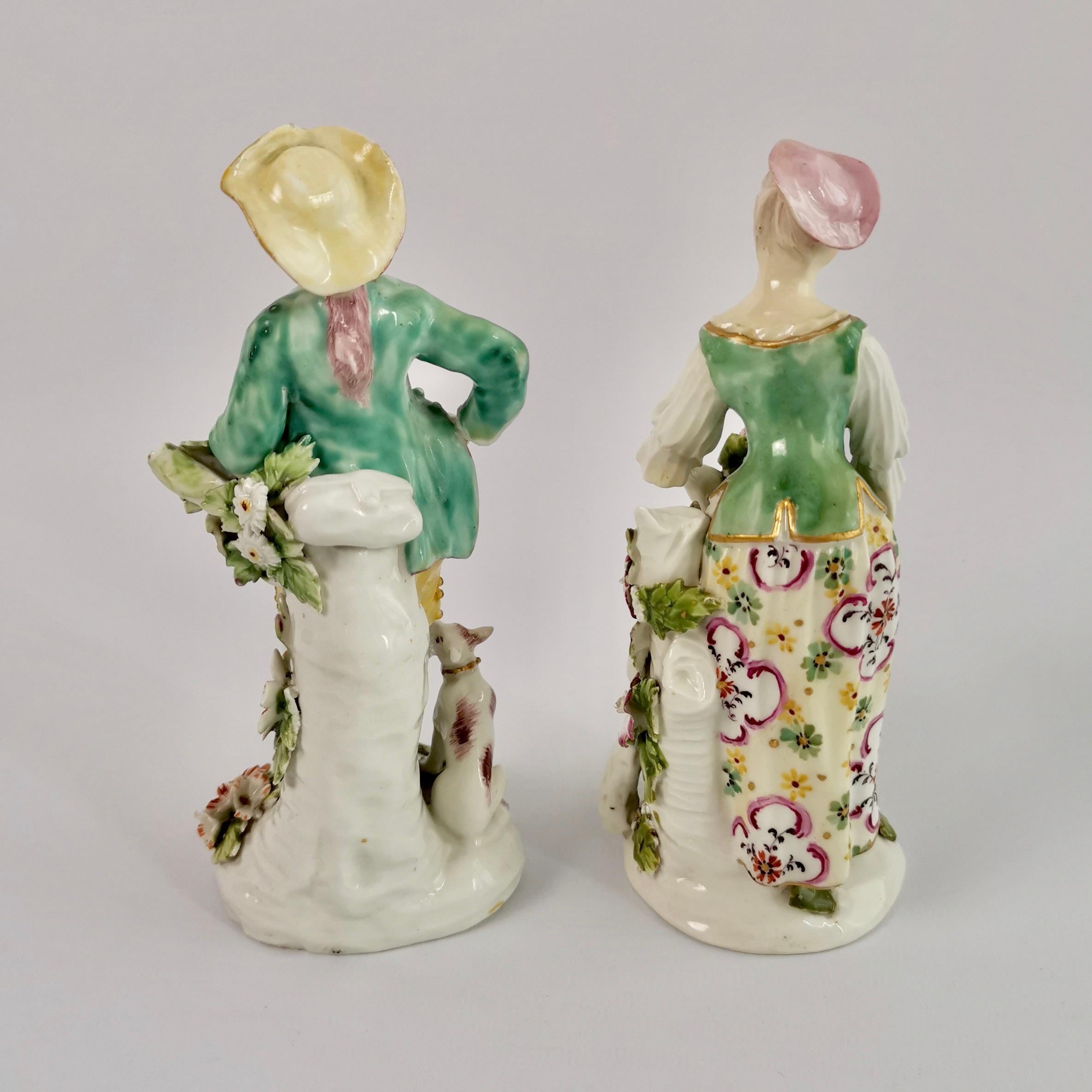 Rococo Derby Pair of Porcelain Figures, Garland Shepherds, Georgian, ca 1765