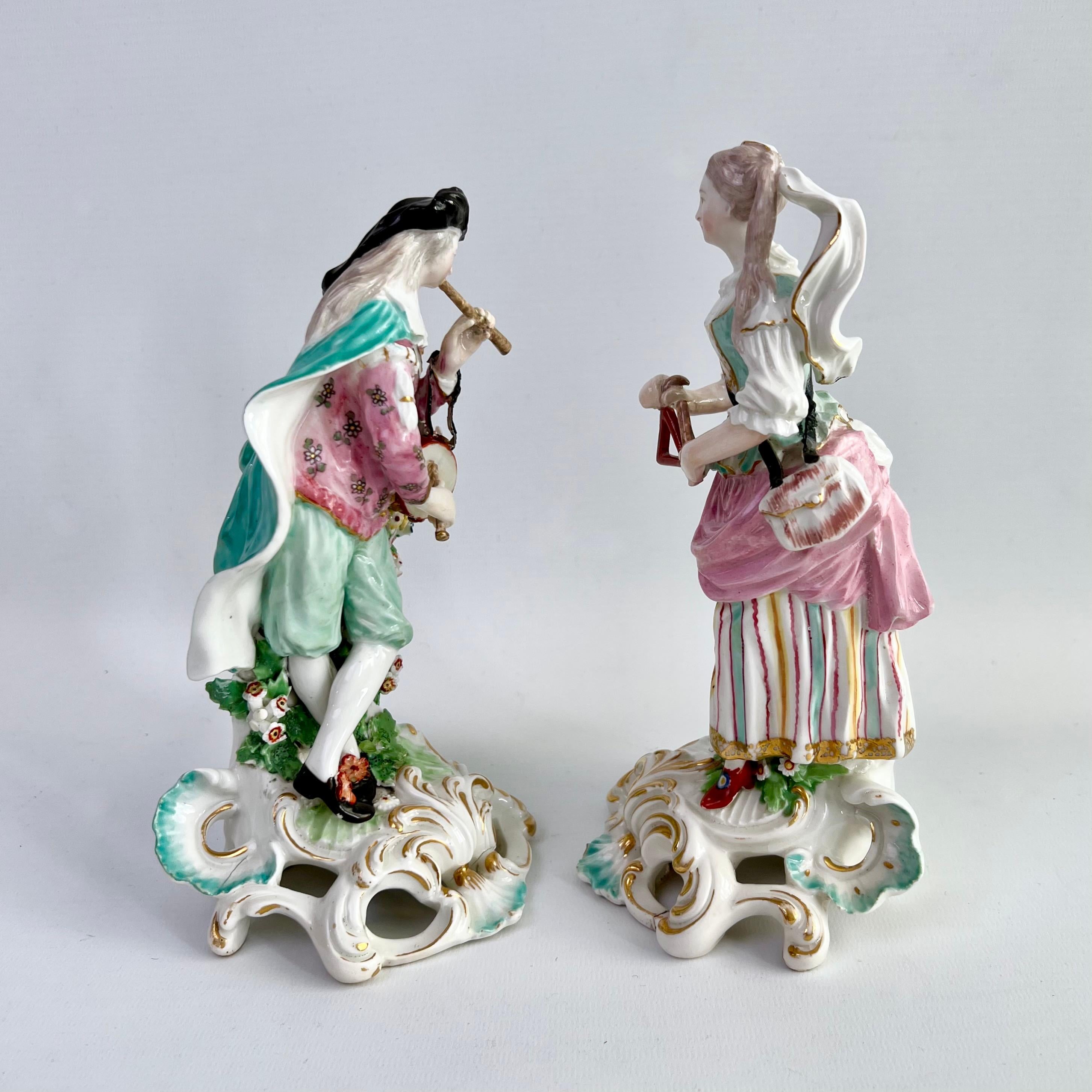 This is a beautiful pair of porcelain figures made by Derby around 1765. The pair was called the 