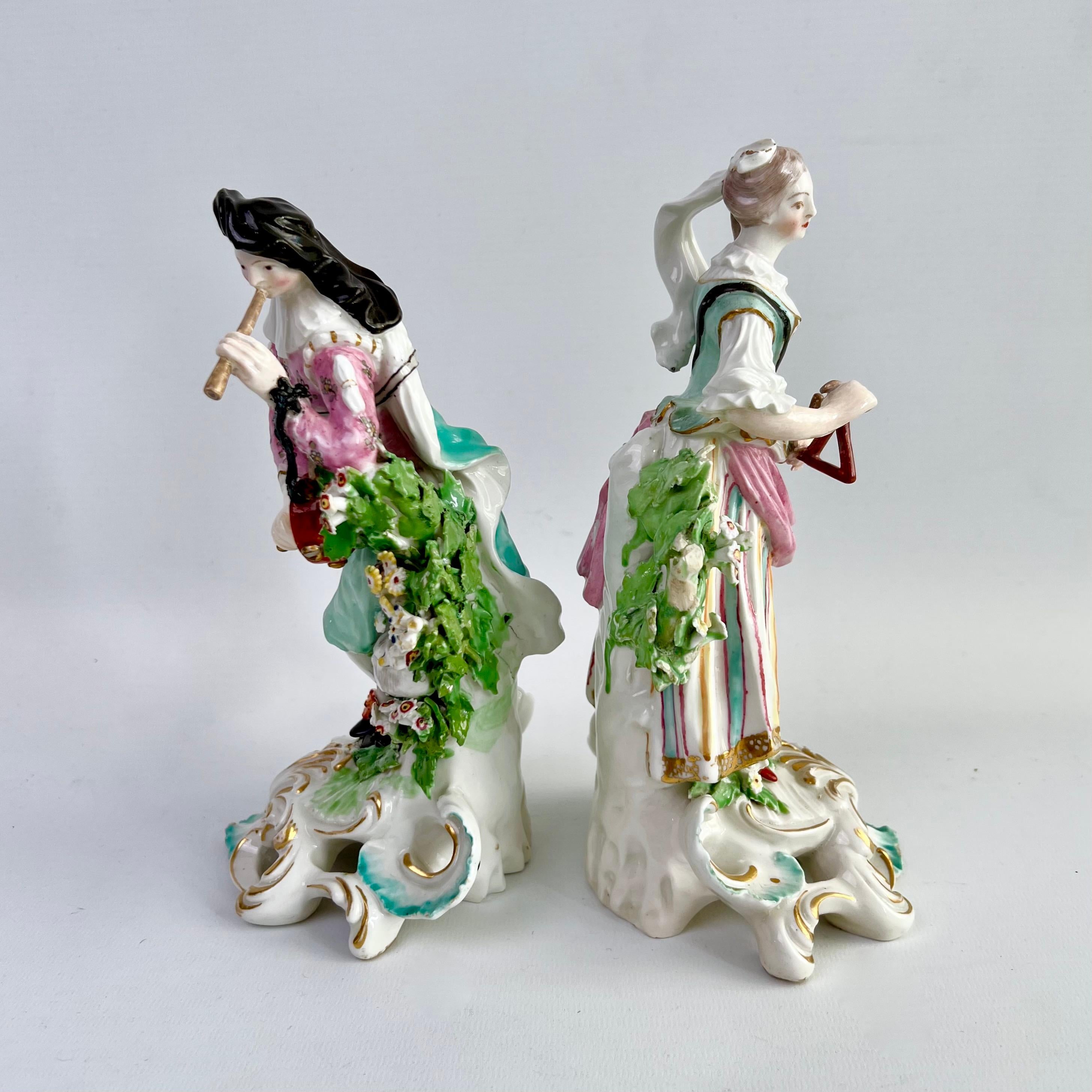Hand-Painted Derby Pair of Porcelain Figures, 