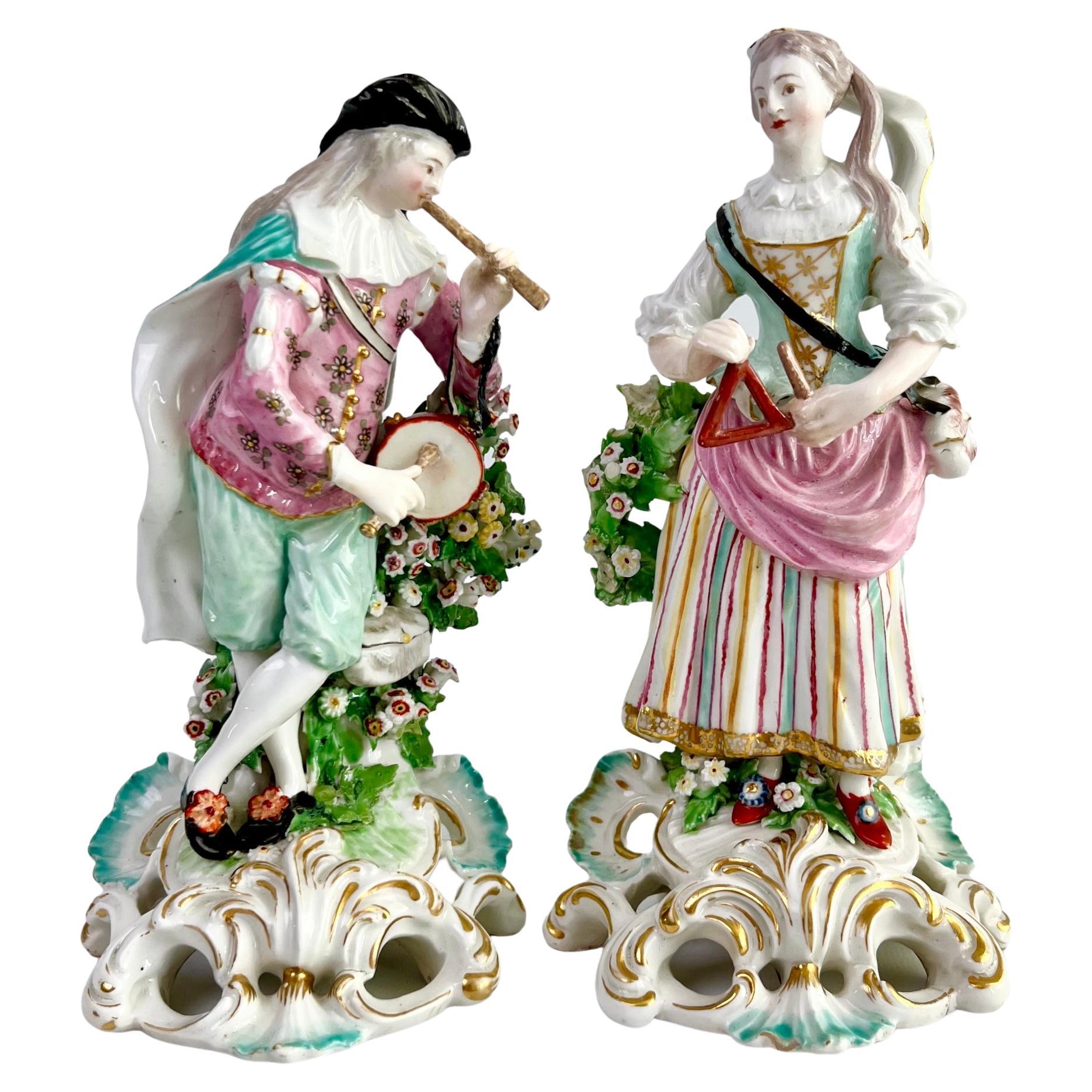 Derby Pair of Porcelain Figures, "Idyllic Musicians", Rococo ca 1765