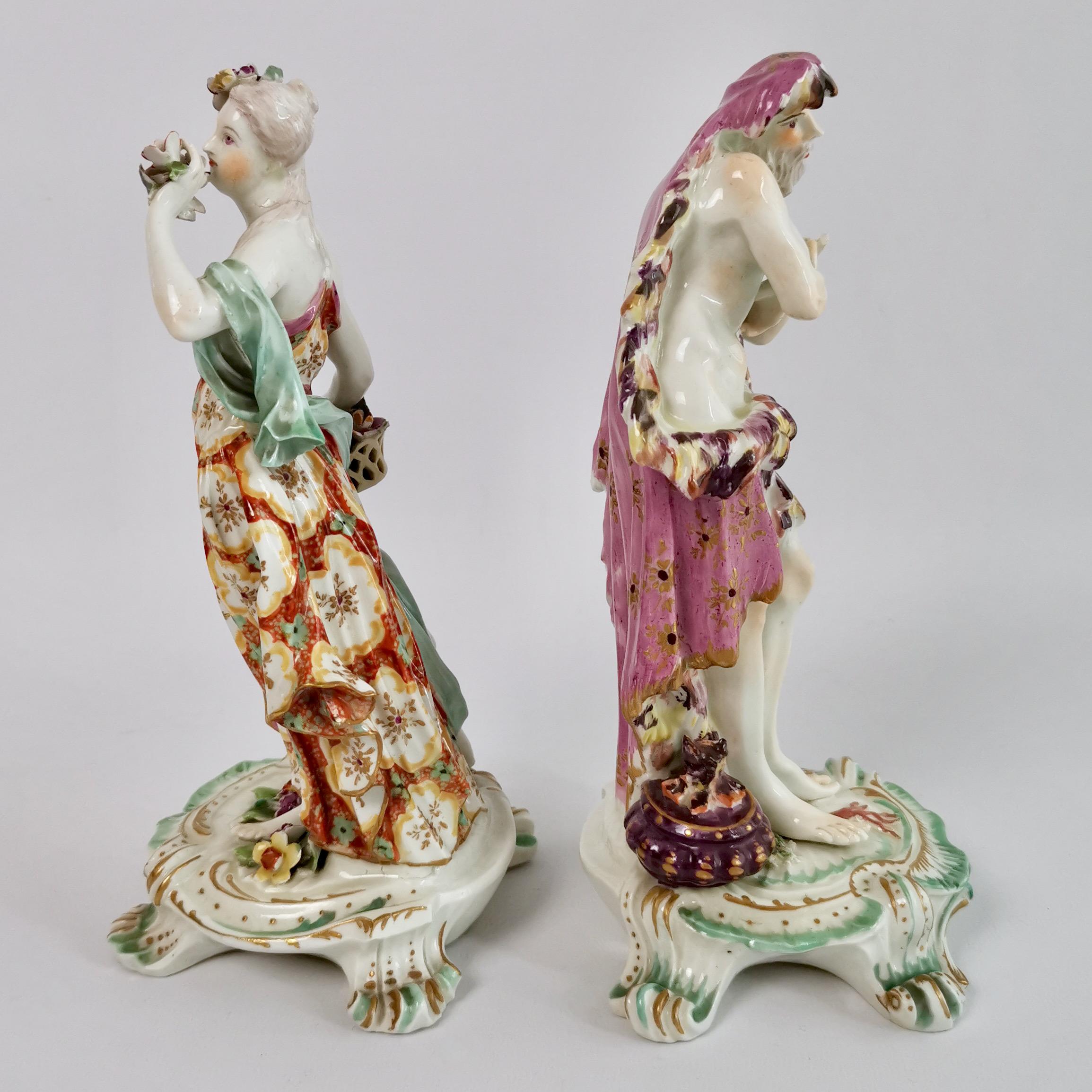 Derby Pair of Porcelain Figures of Winter and Spring, Rococo Period 1756-1759 In Good Condition In London, GB