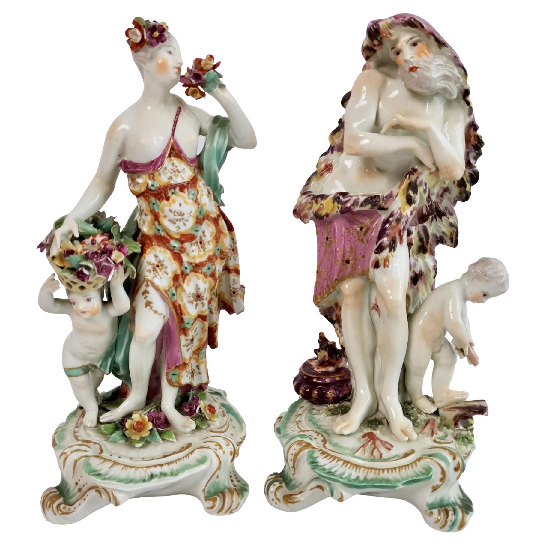 Derby Pair of Porcelain Figures of Winter and Spring, Rococo Period 1756-1759