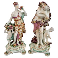 Derby Pair of Porcelain Figures of Winter and Spring, Rococo Period 1756-1759