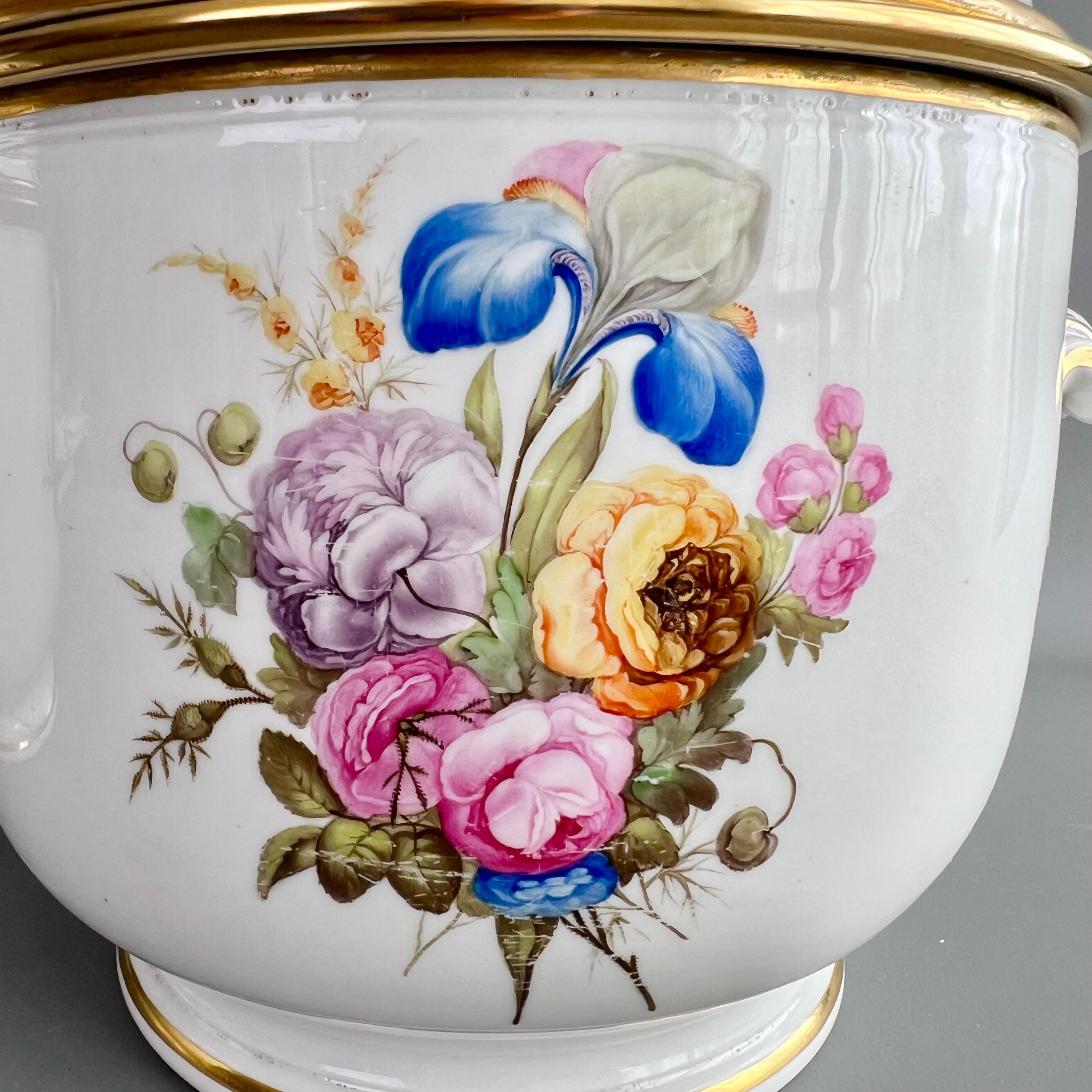 Pareja de cubiteras de porcelana Derby, Flores finas de William Billingsley, hacia 1790 finales del siglo XVIII en venta