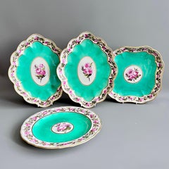 Derby Plate, Camden Service, William Billingsley Roses on Green, 1795