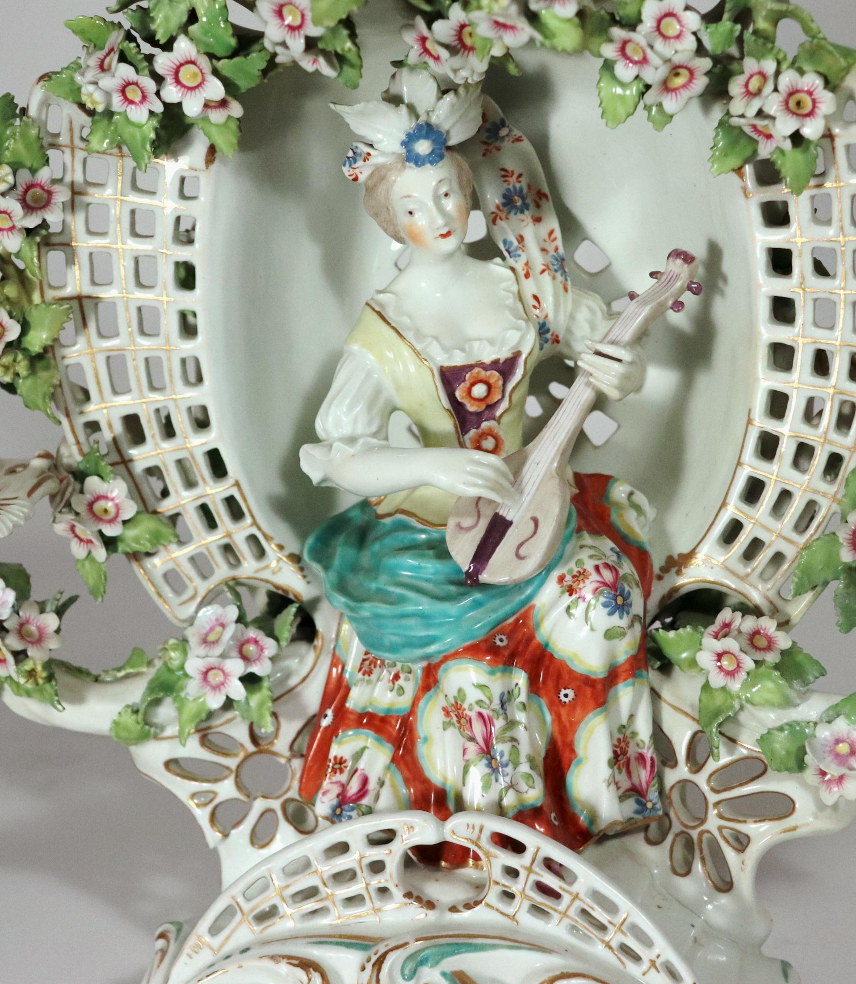 Derby Porcelain Arbor Musician Candelabrum For Sale 13