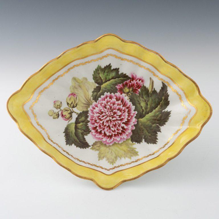 George III Derby Porcelain Botanical Comport Pattern 216 c1795 For Sale