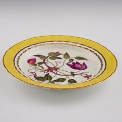 Derby Porcelain Botanical Dessert Plate Pattern 216 with Clematis c1800