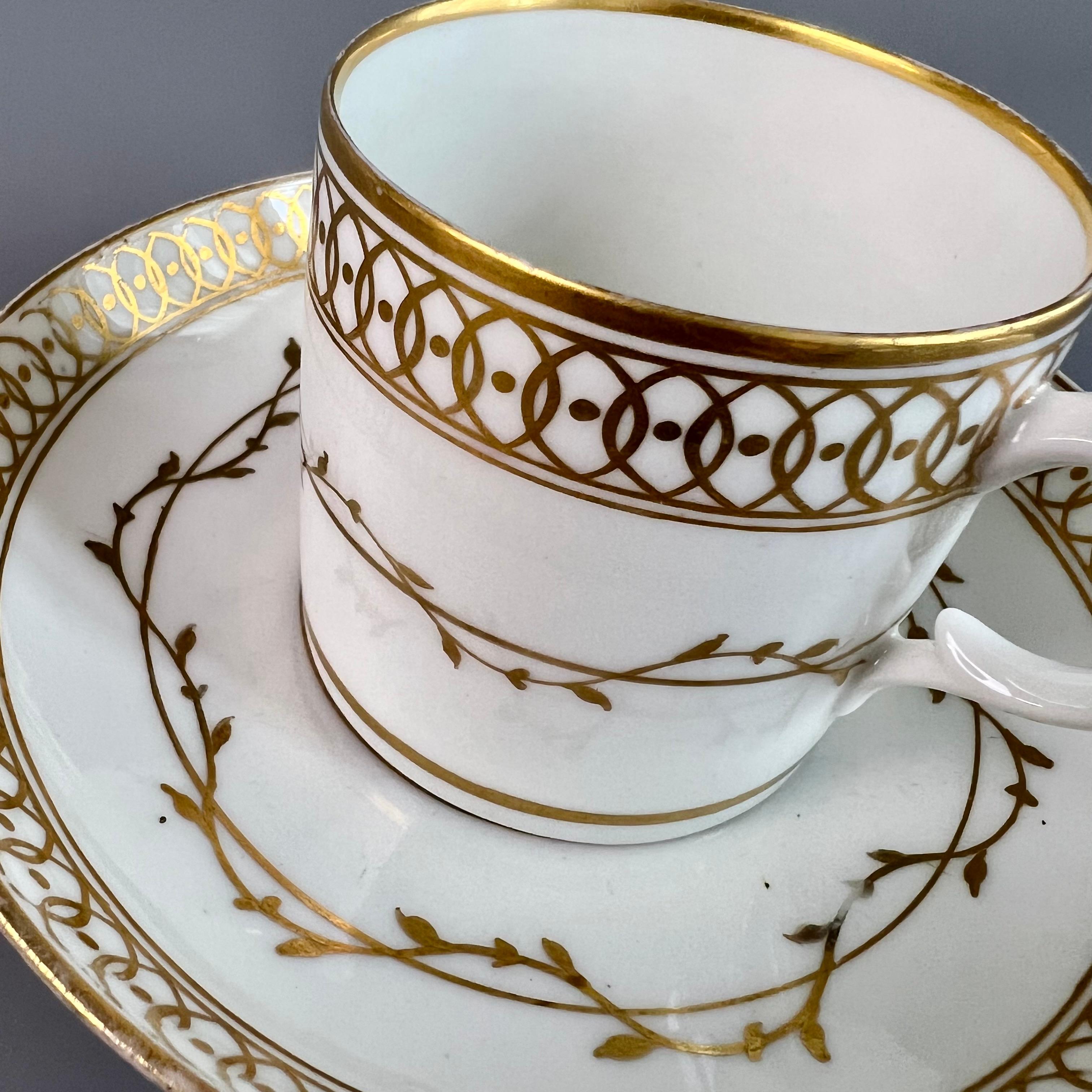 Derby Porcelain Coffee Can and Saucer, White with Gilt Georgian, circa 1795 1