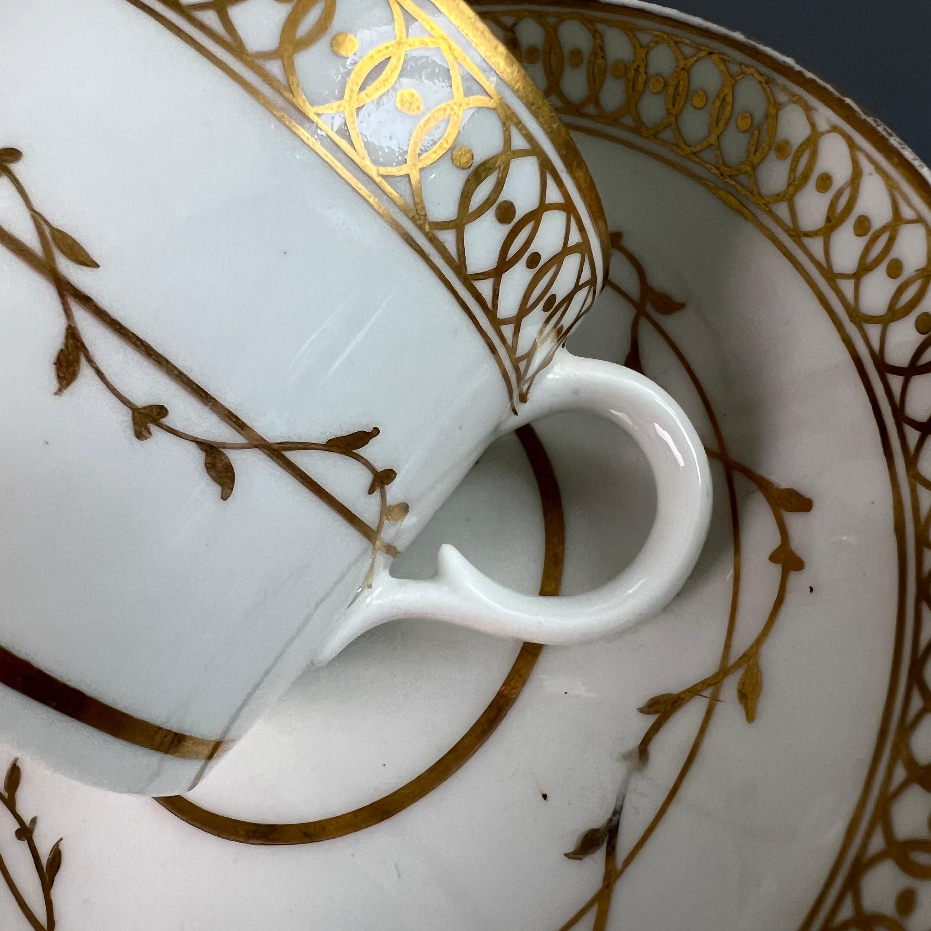 Derby Porcelain Coffee Can and Saucer, White with Gilt Georgian, circa 1795 2