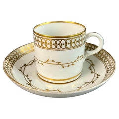 Derby Porcelain Coffee Can and Saucer, White with Gilt Georgian, circa 1795