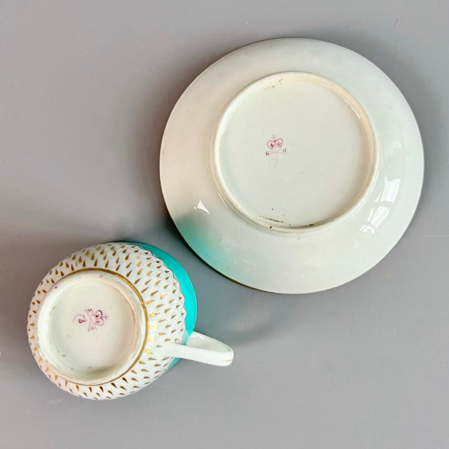 Derby Porcelain Coffee Cup, Artichoke Pattern in Turquoise, Georgian ca 1785 For Sale 5