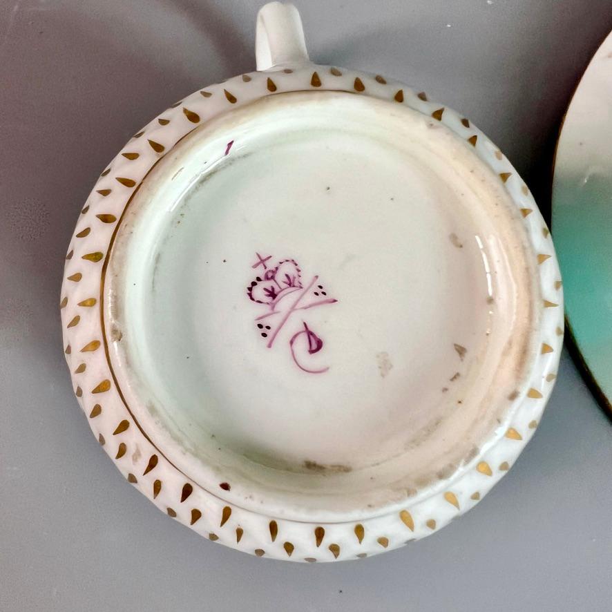 Taza de café de porcelana Derby, motivo alcachofa en turquesa, georgiana ca 1785 en venta 5