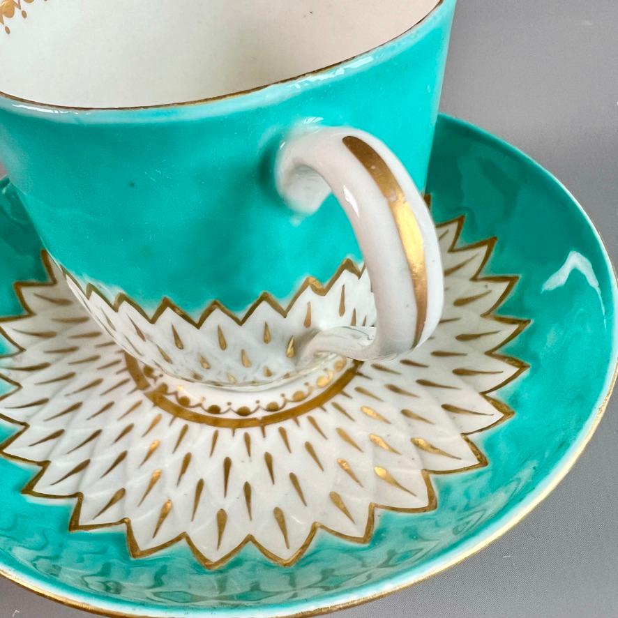 Derby Porcelain Coffee Cup, Artichoke Pattern in Turquoise, Georgian ca 1785 In Good Condition For Sale In London, GB
