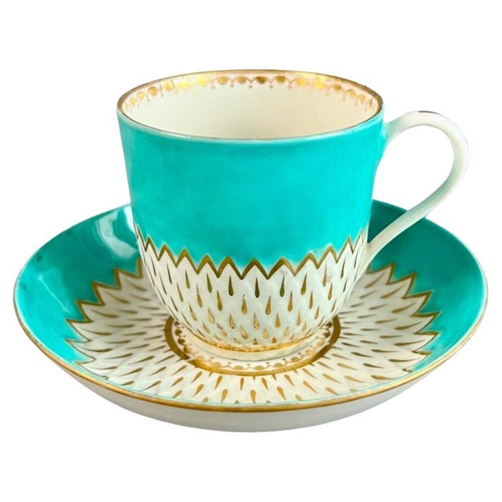 Derby Porcelain Coffee Cup, Artichoke Pattern in Turquoise, Georgian ca 1785 For Sale