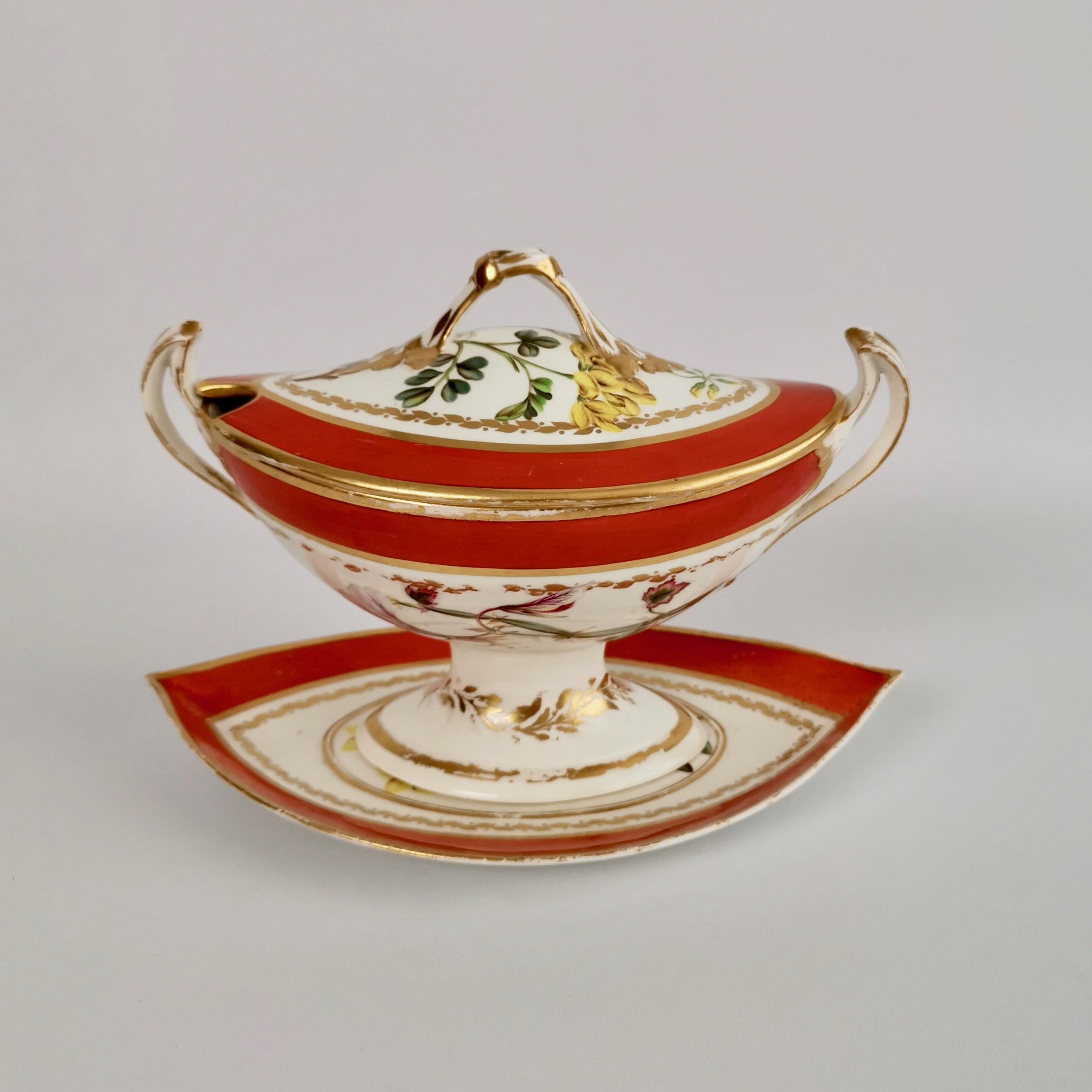 Derby Porzellan Dessert Service Rot Botanisch Attr. zu John Brewer:: Regency 1795 (George III.) im Angebot