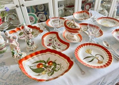 Derby Porcelain Part Dessert Service, Red Botanical, John Brewer, 1795-1800