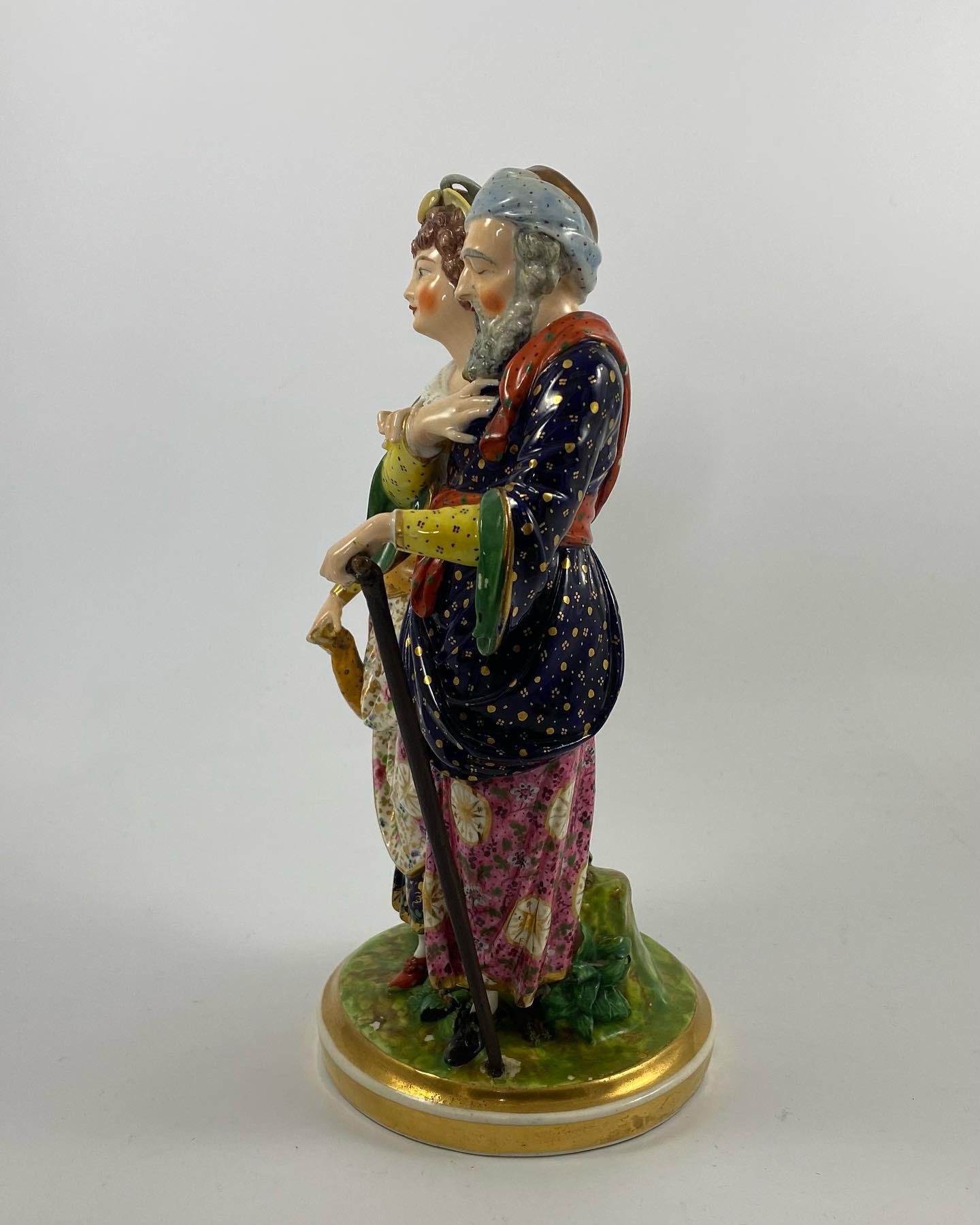 Anglais Figure en porcelaine de Derby Belisarius et fille, vers 1820 en vente