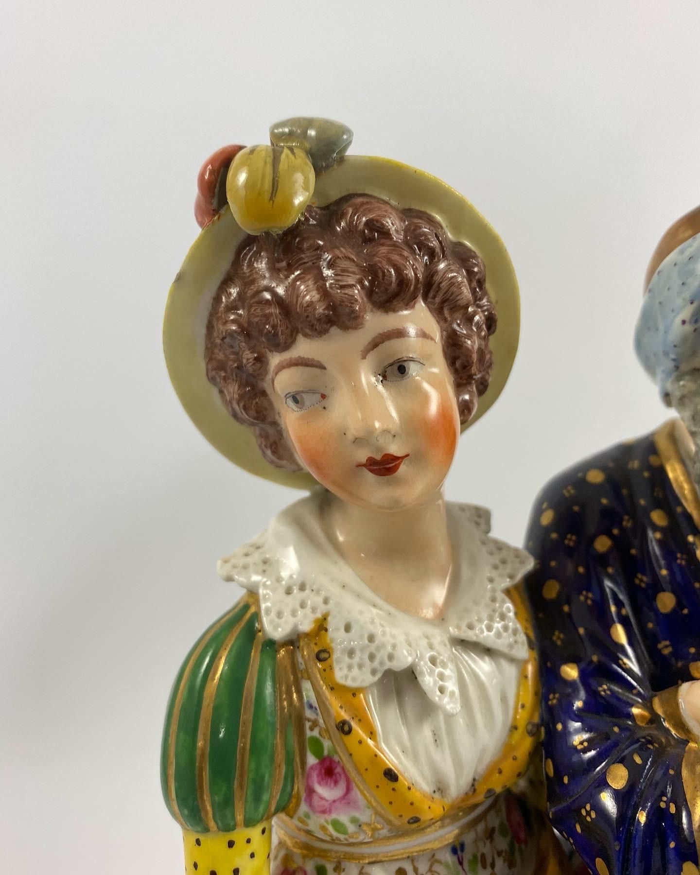 Cuit Figure en porcelaine de Derby Belisarius et fille, vers 1820 en vente