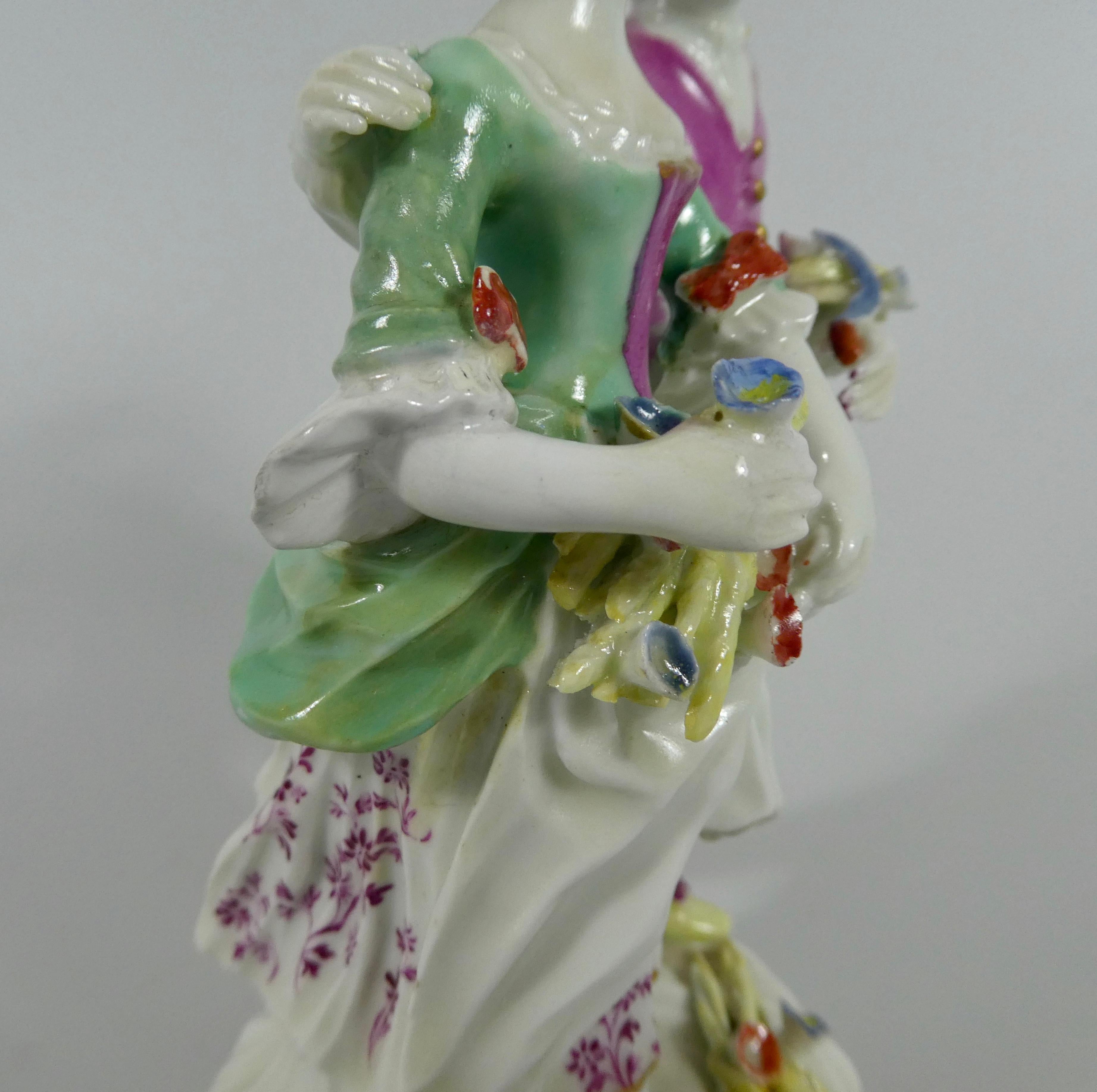 Derby Porcelain Figure Group, ‘Summer’, circa 1765 In Fair Condition In Gargrave, North Yorkshire