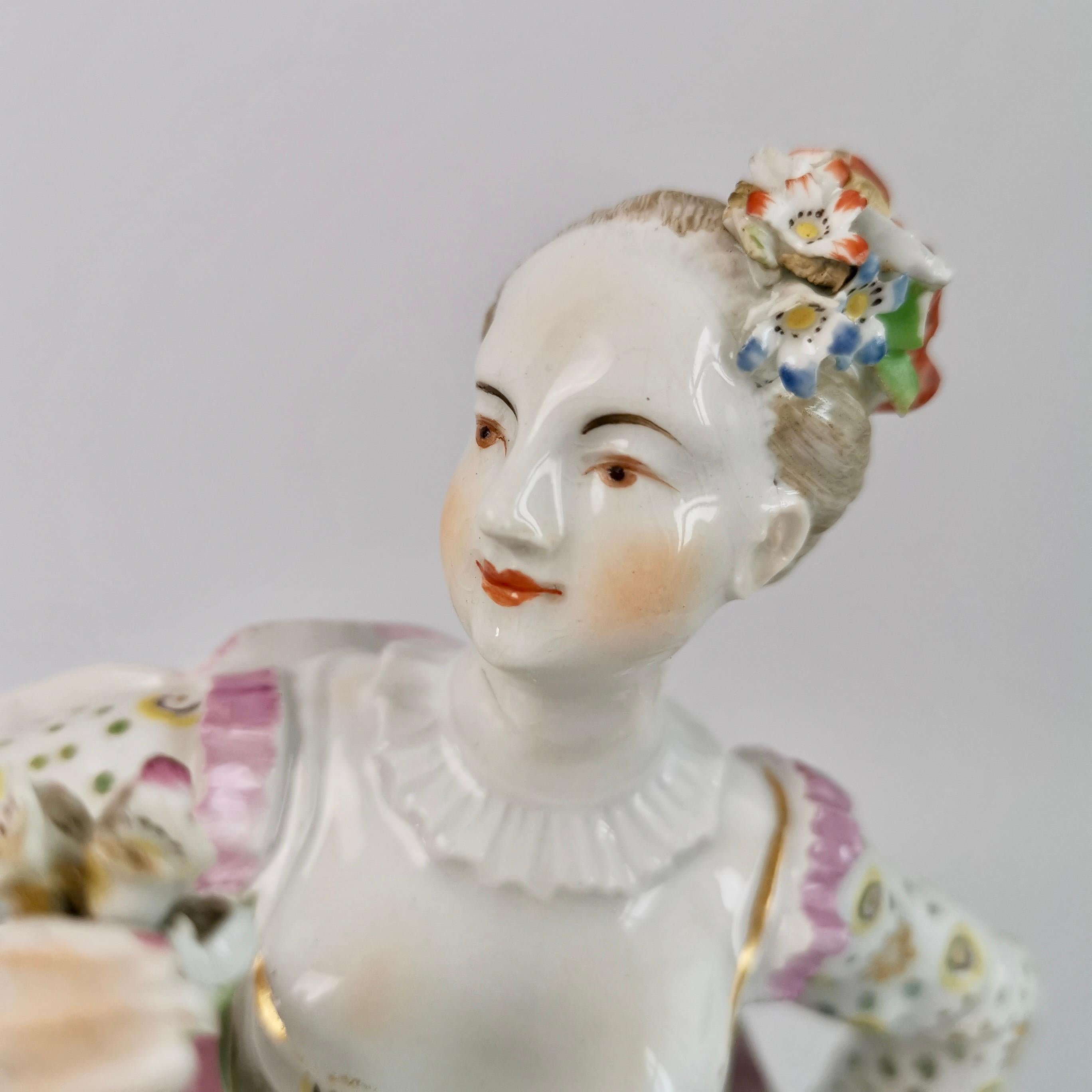 English Derby Porcelain Figure of Female Ranelagh Dancer, Rococo 1759-1769 For Sale