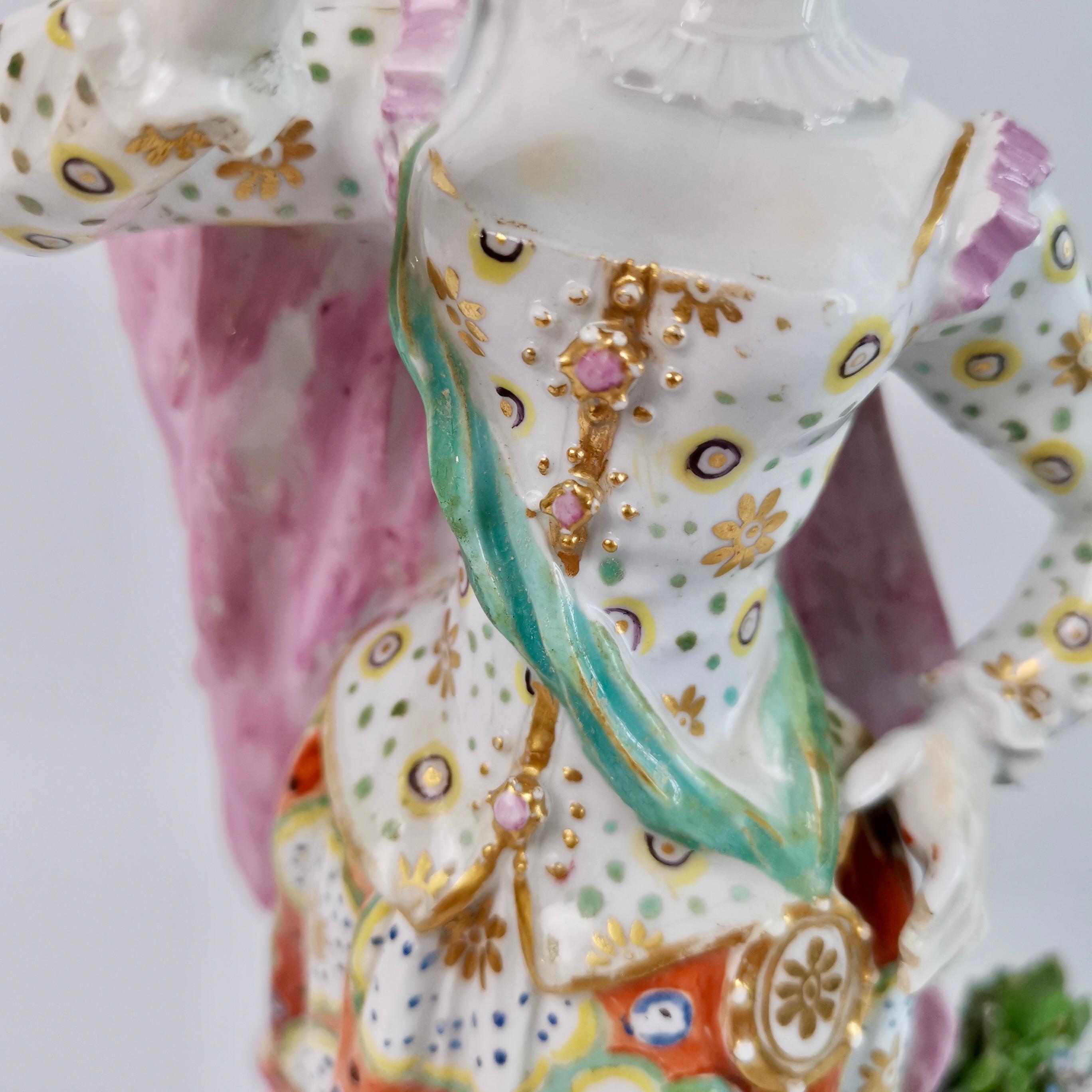 Derby Porcelain Figure of Female Ranelagh Dancer, Rococo 1759-1769 In Good Condition For Sale In London, GB