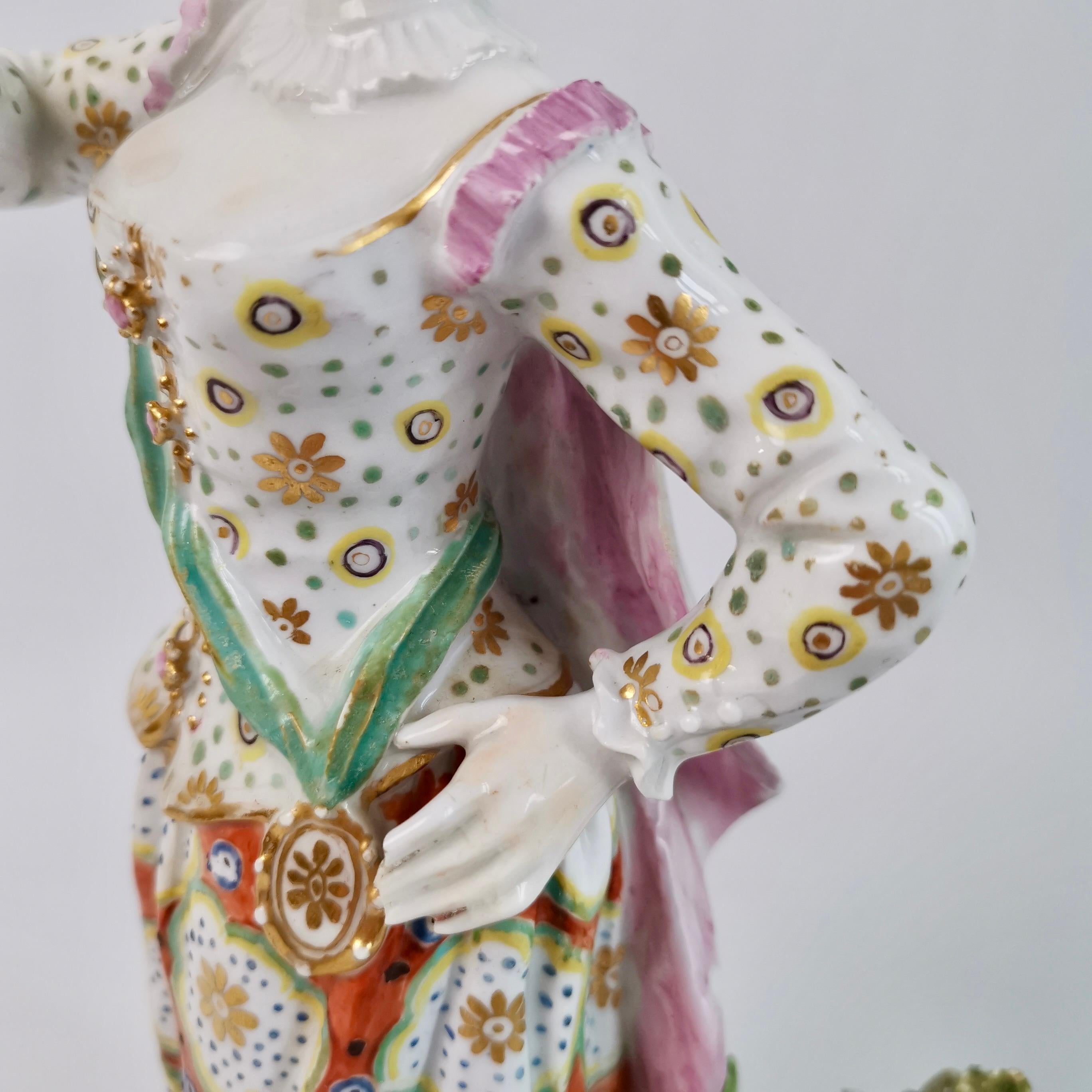 Mid-18th Century Derby Porcelain Figure of Female Ranelagh Dancer, Rococo 1759-1769 For Sale