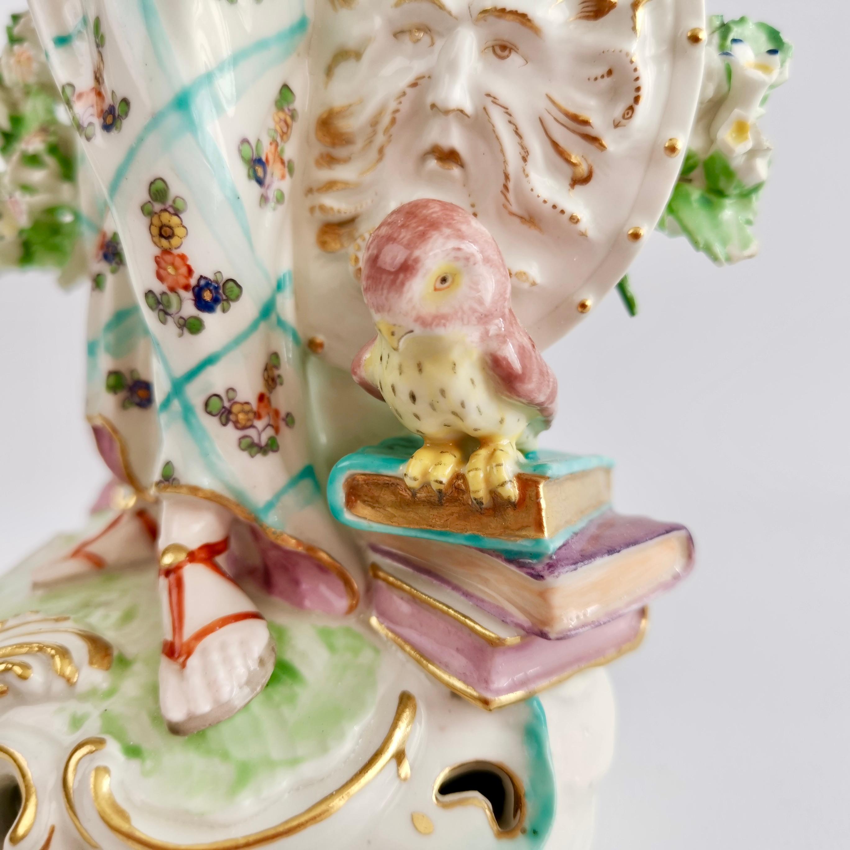 Derby Porcelain Figure of Minerva with Owl, Rococo Ca 1765 7