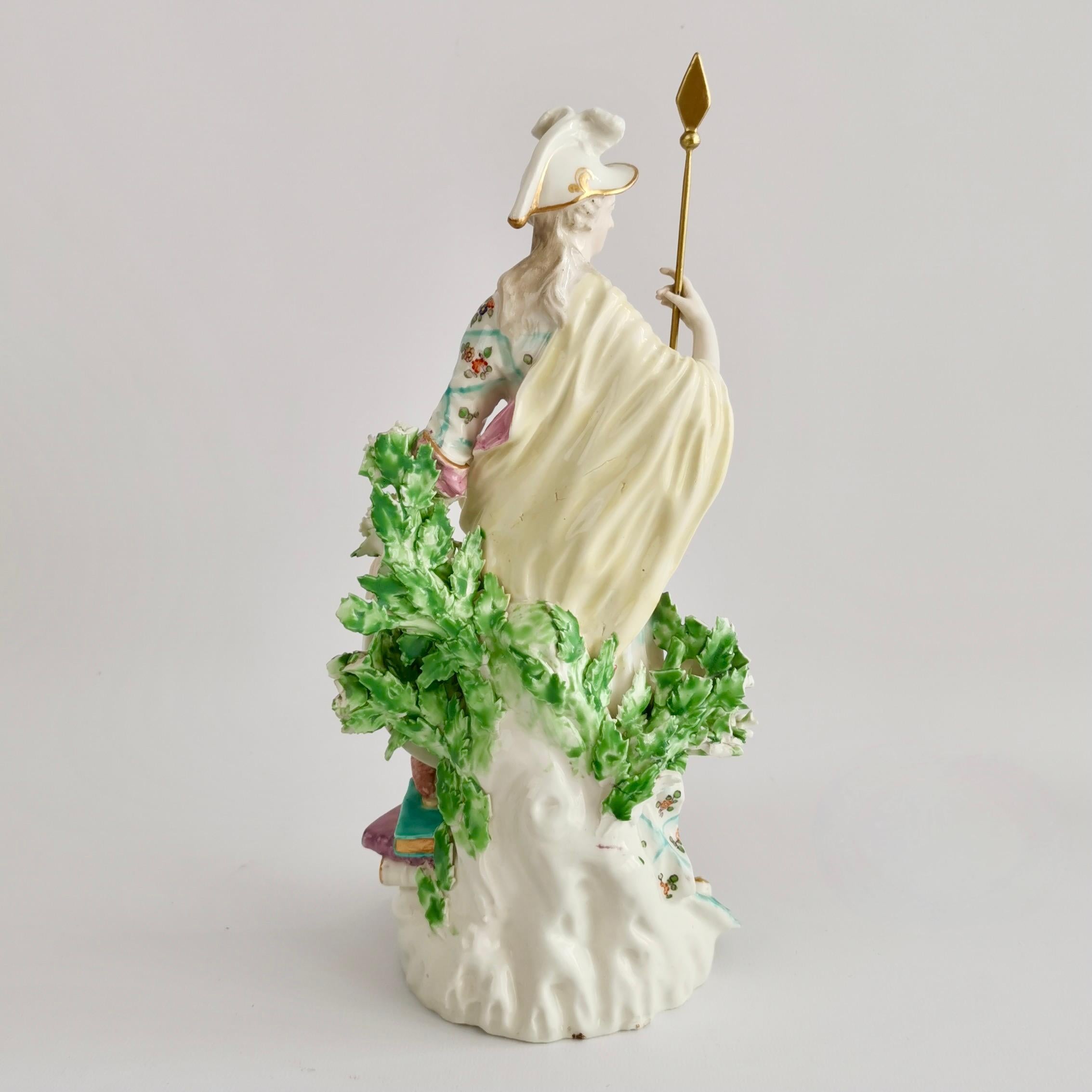English Derby Porcelain Figure of Minerva with Owl, Rococo Ca 1765
