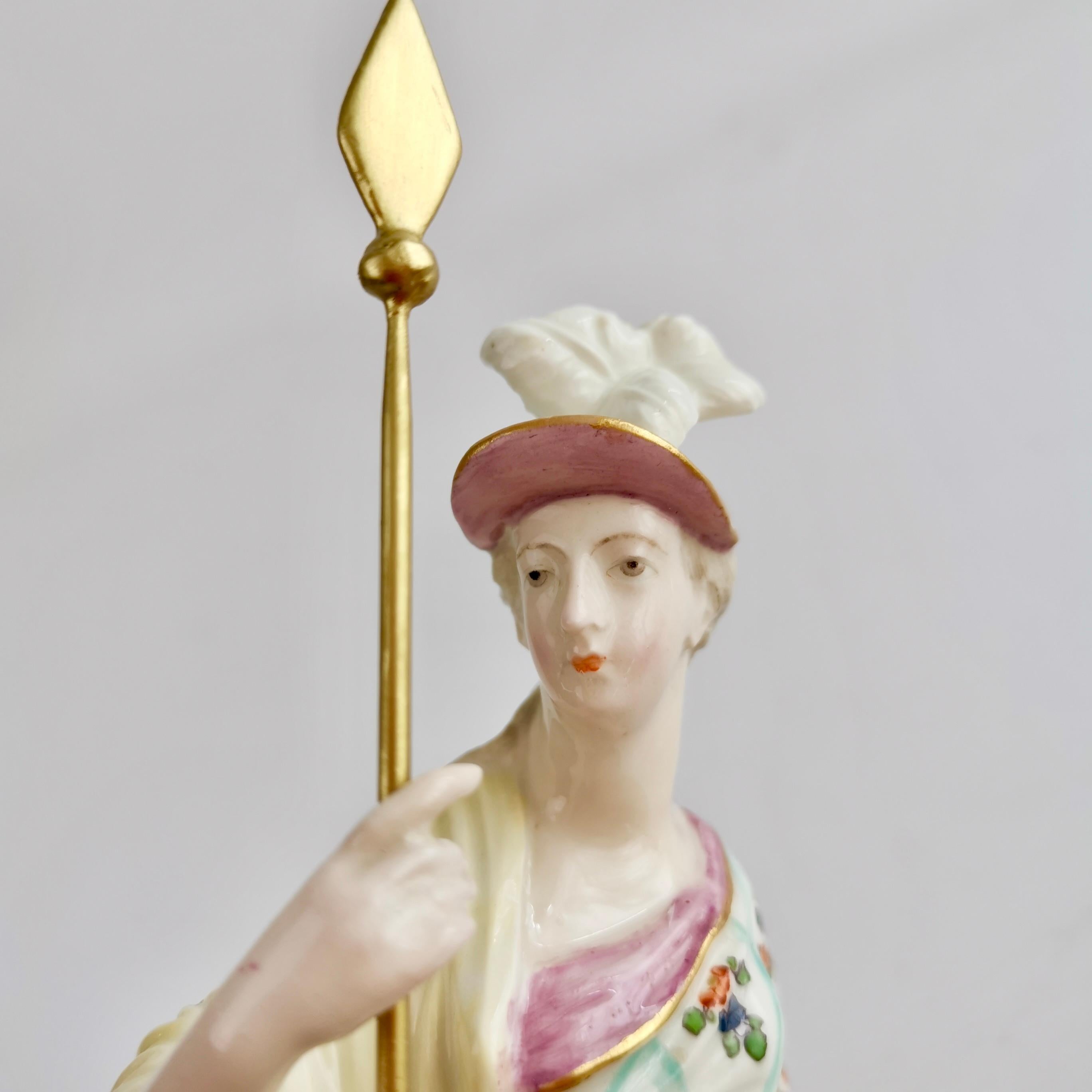 Derby Porcelain Figure of Minerva with Owl, Rococo Ca 1765 In Good Condition In London, GB