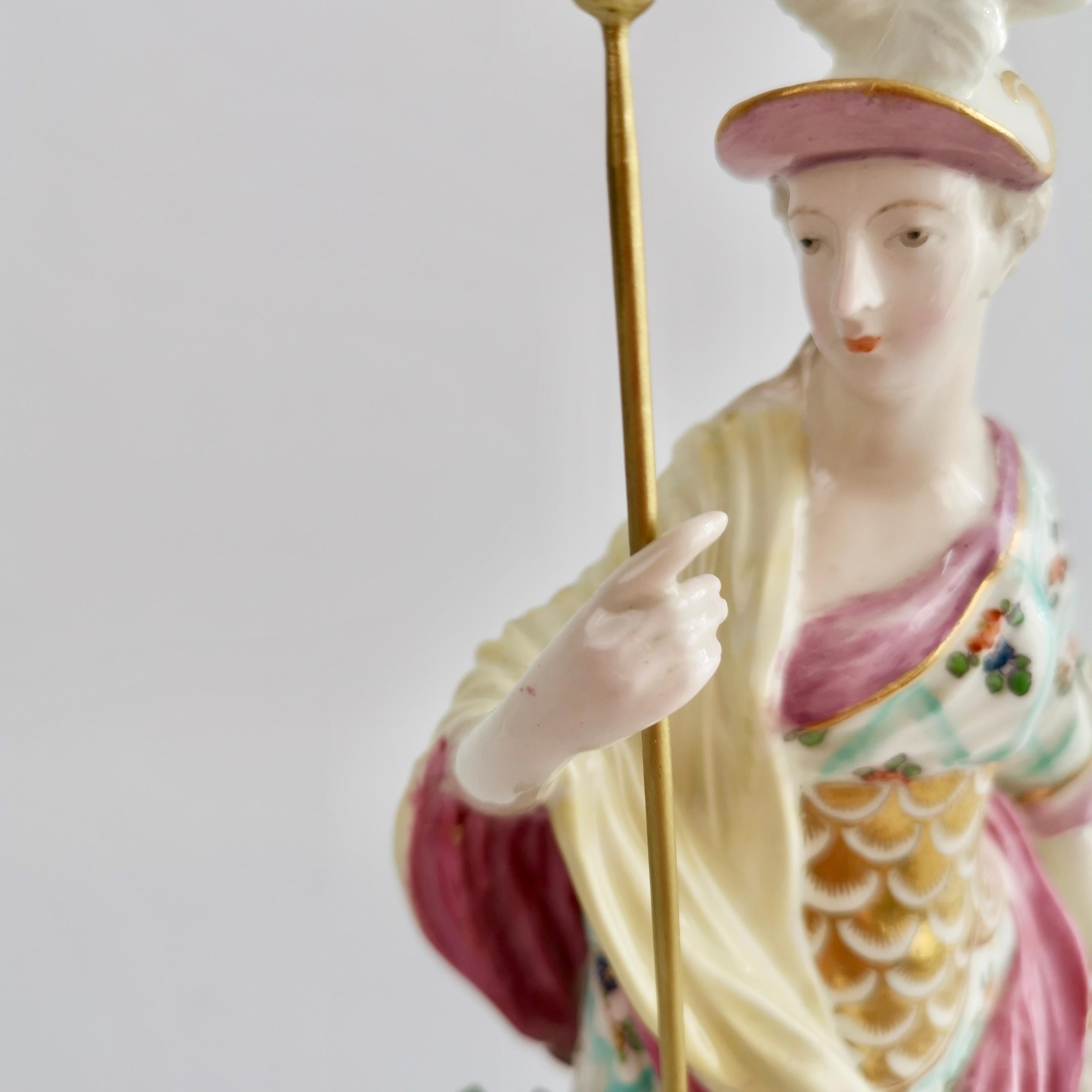 Derby Porcelain Figure of Minerva with Owl, Rococo Ca 1765 1