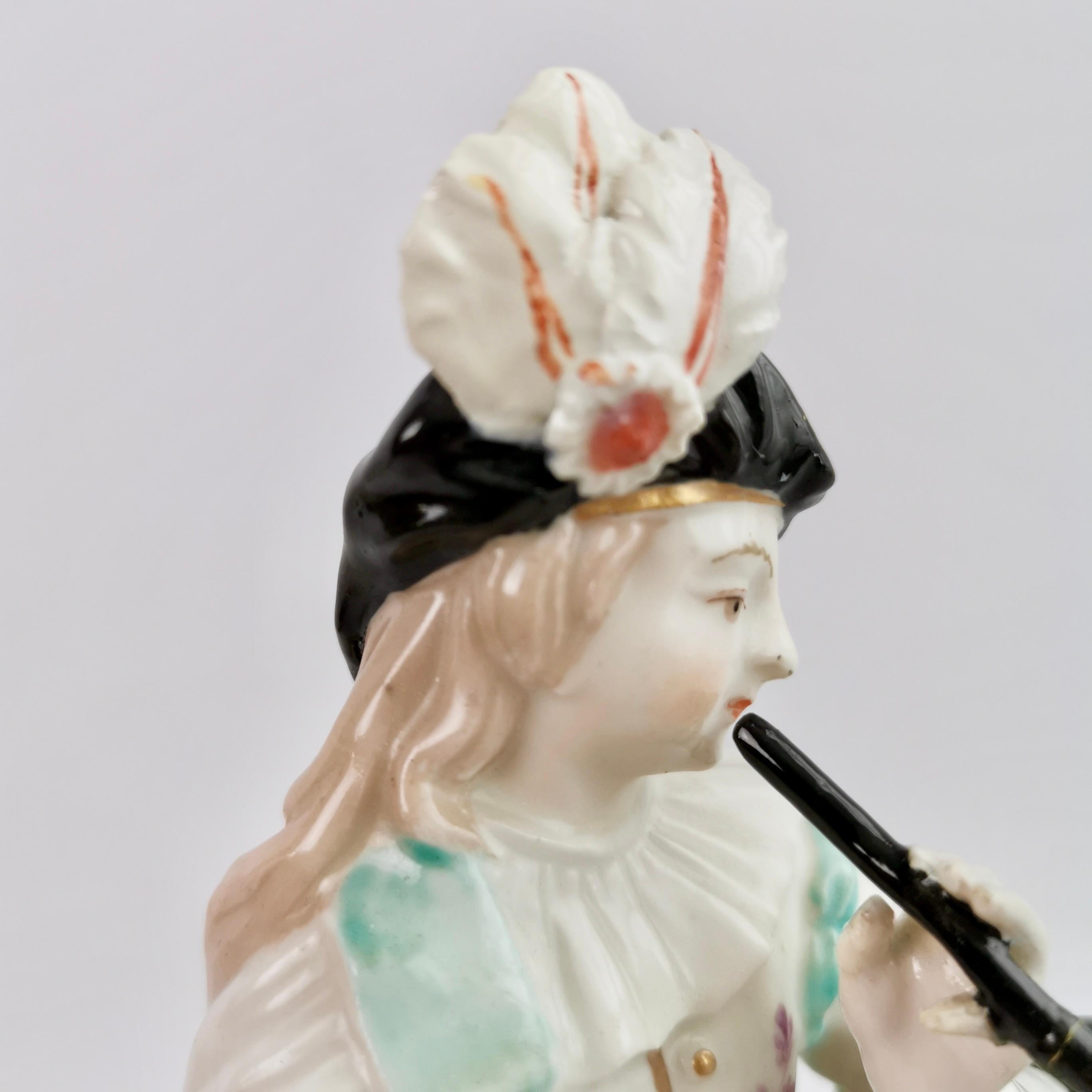 Derby Porcelain Figure of Musician with Flageolet and Tabor, Rococo, Ca 1765 For Sale 2