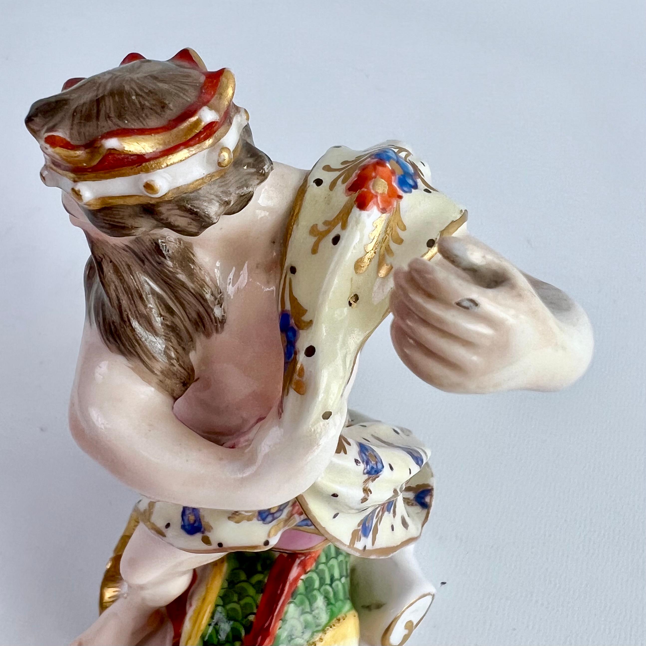 Derby Porcelain Figure of Neptune and Dolphin on a Shell, ca 1785 For Sale 4