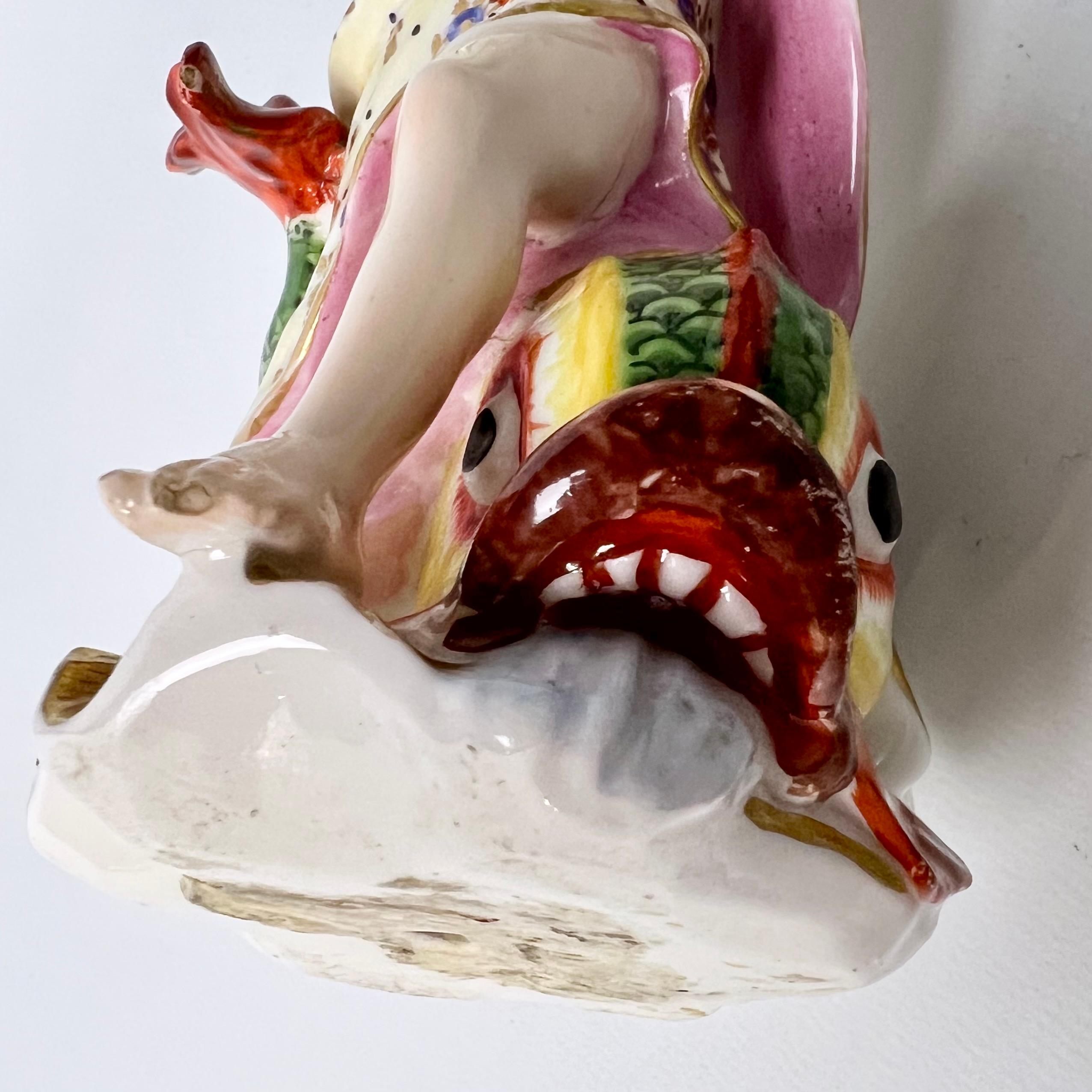 Derby Porcelain Figure of Neptune and Dolphin on a Shell, ca 1785 For Sale 1