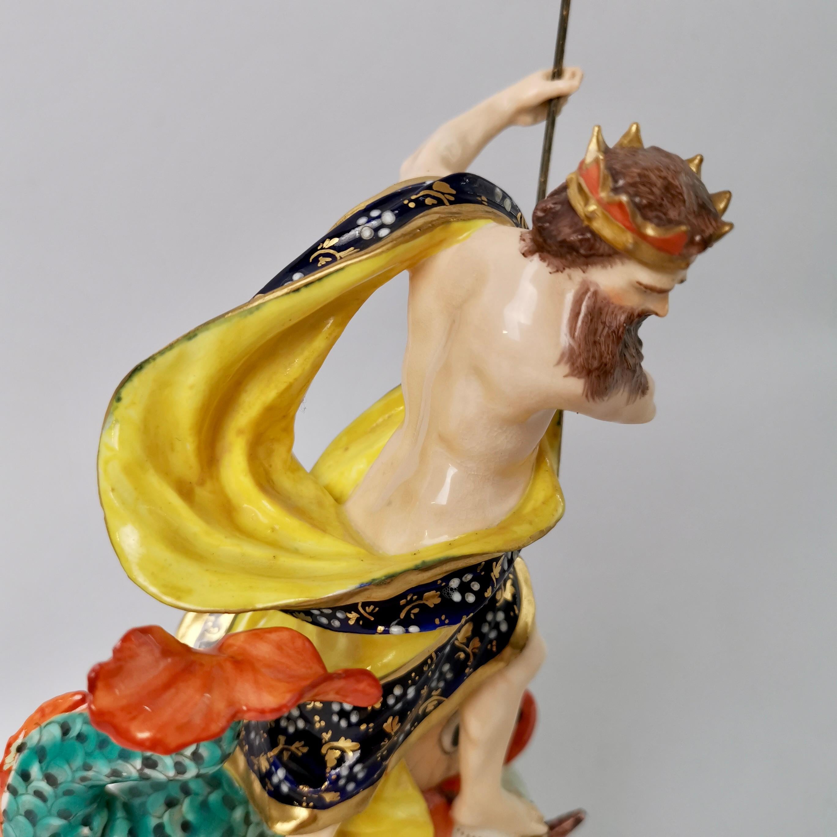 Derby Porcelain Figure of Neptune with a Dolphin, 1765-1830 3