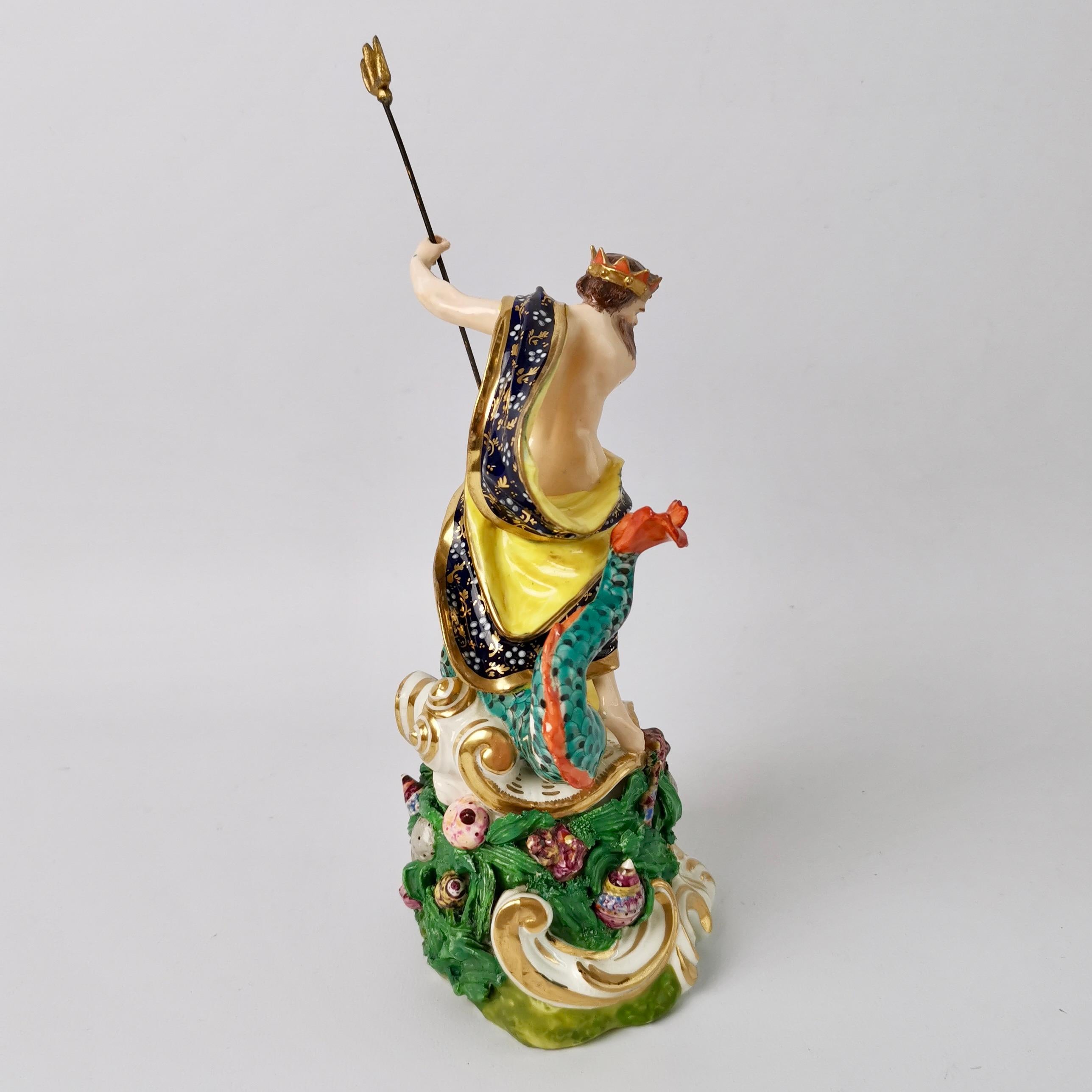 English Derby Porcelain Figure of Neptune with a Dolphin, 1765-1830