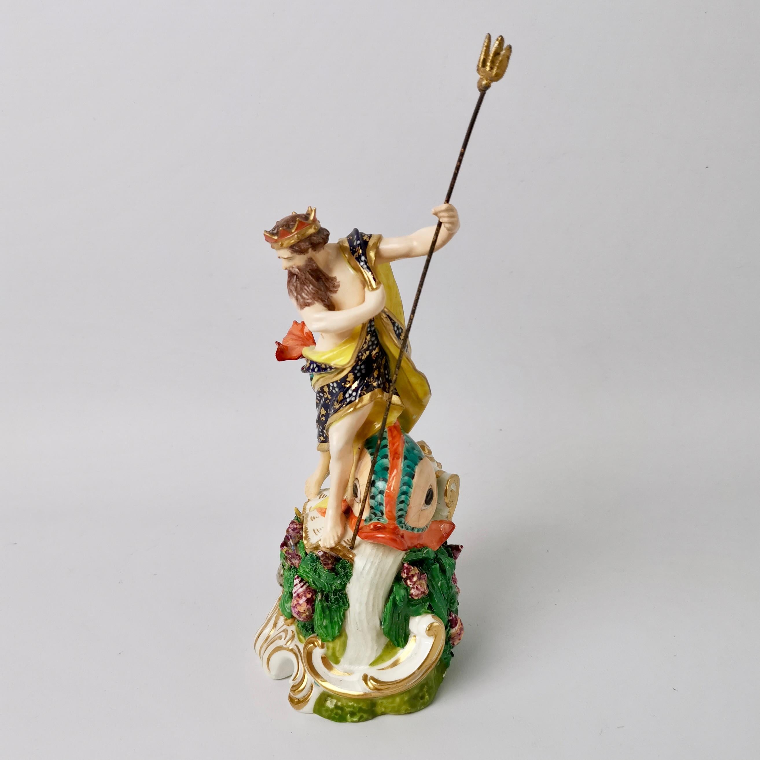 Derby Porcelain Figure of Neptune with a Dolphin, 1765-1830 In Good Condition In London, GB